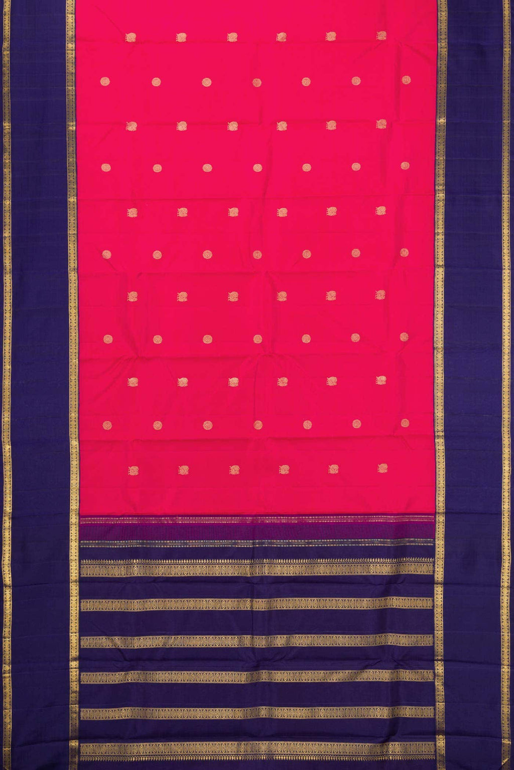 Pure Silk Pure Zari Rani Pink Dual Tone Kanchipuram Saree