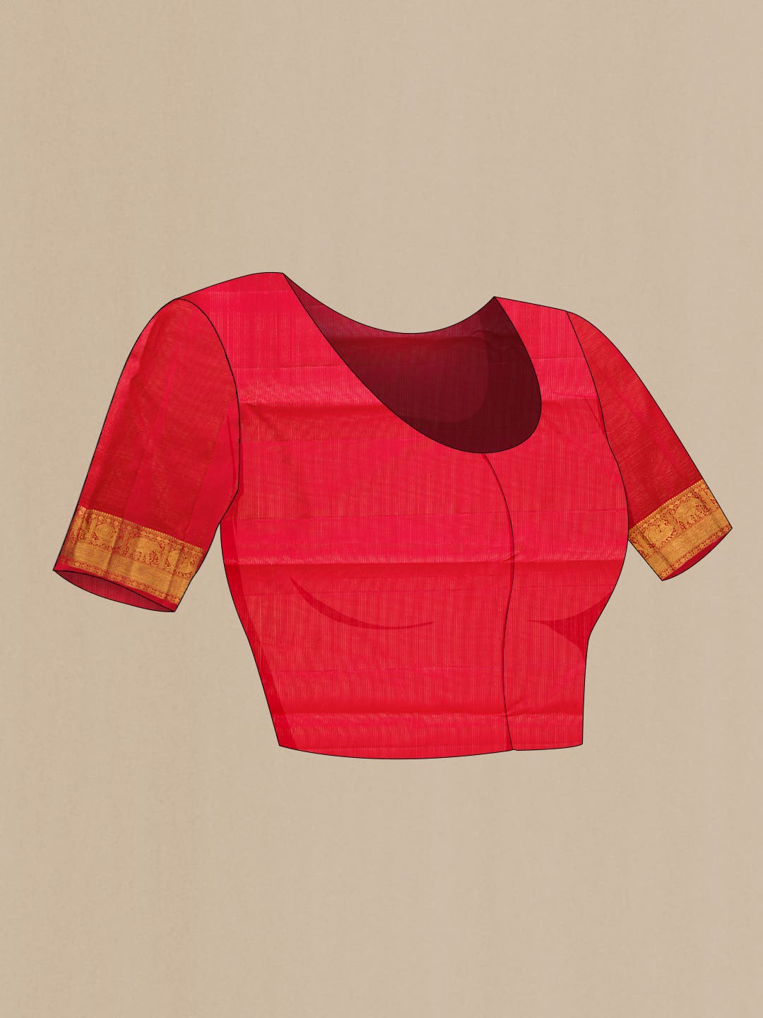 Pure Silk Pure Zari Brick Orange Dual Tone Kanchipuram Saree