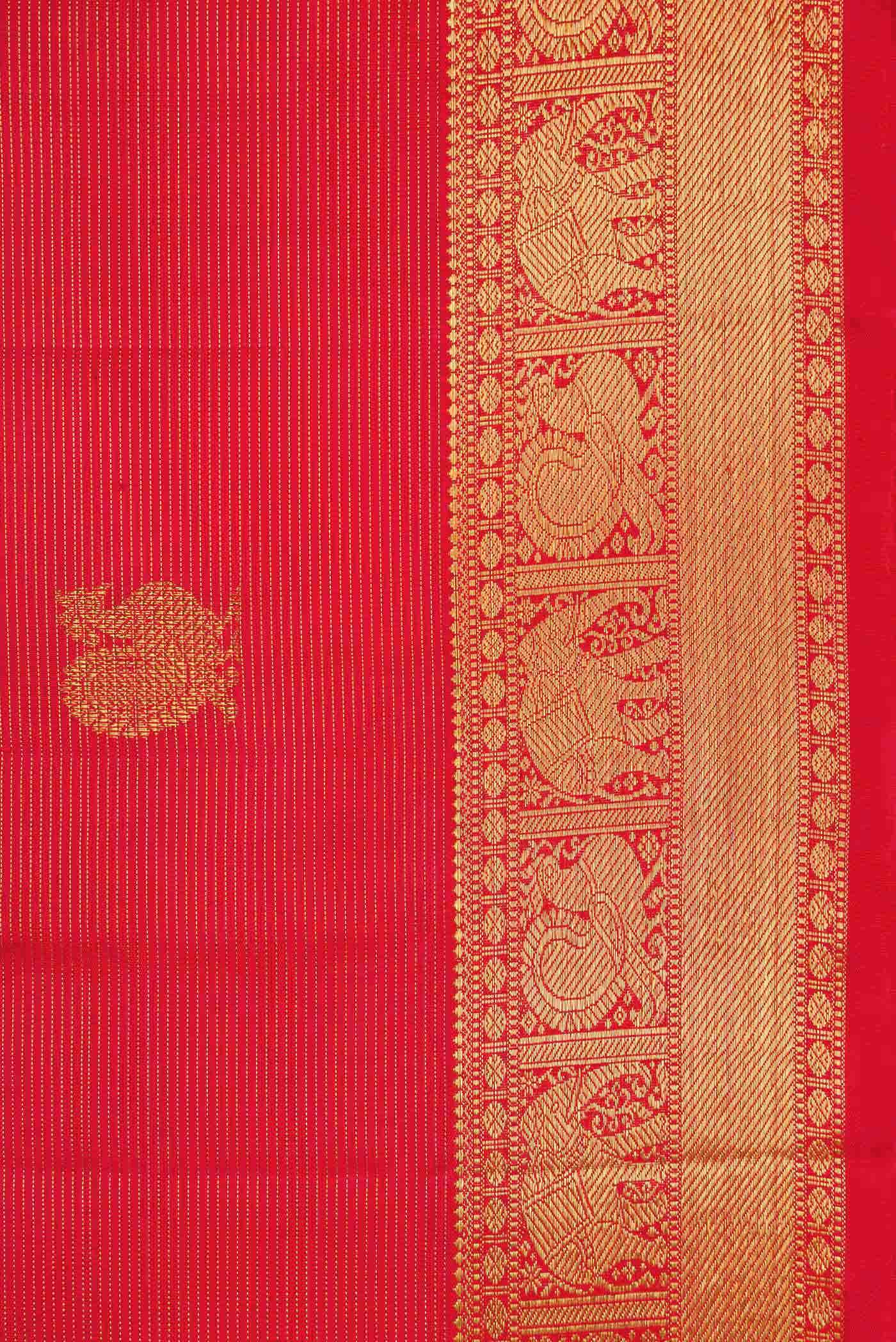 Pure Silk Pure Zari Brick Orange Dual Tone Kanchipuram Saree