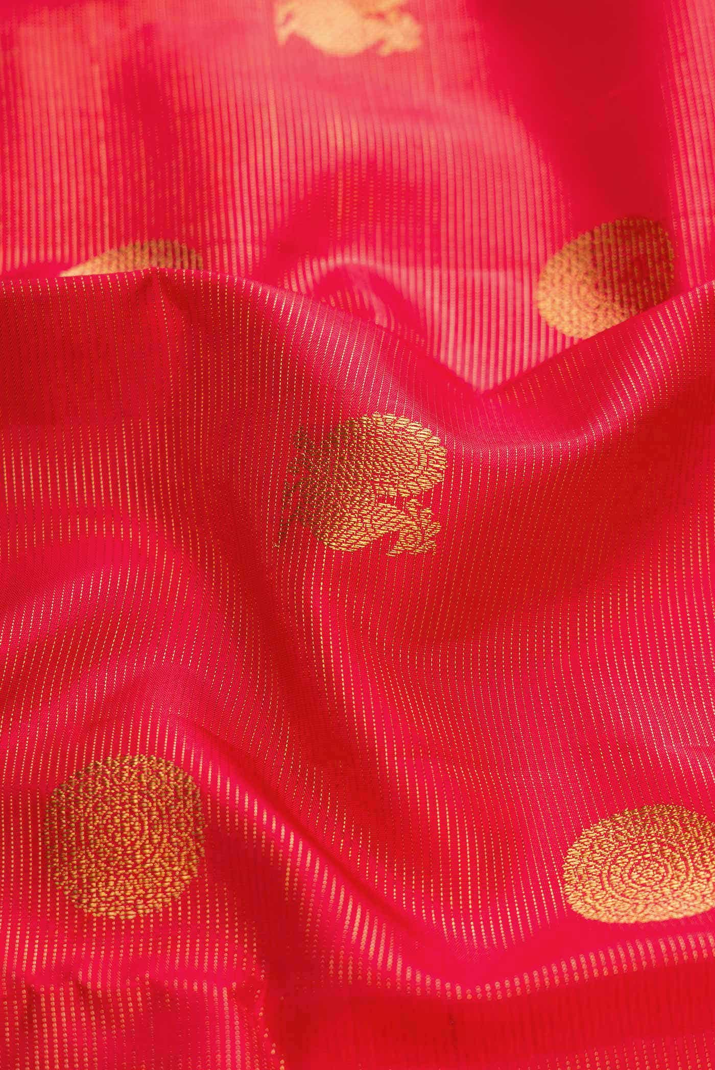 Pure Silk Pure Zari Brick Orange Dual Tone Kanchipuram Saree