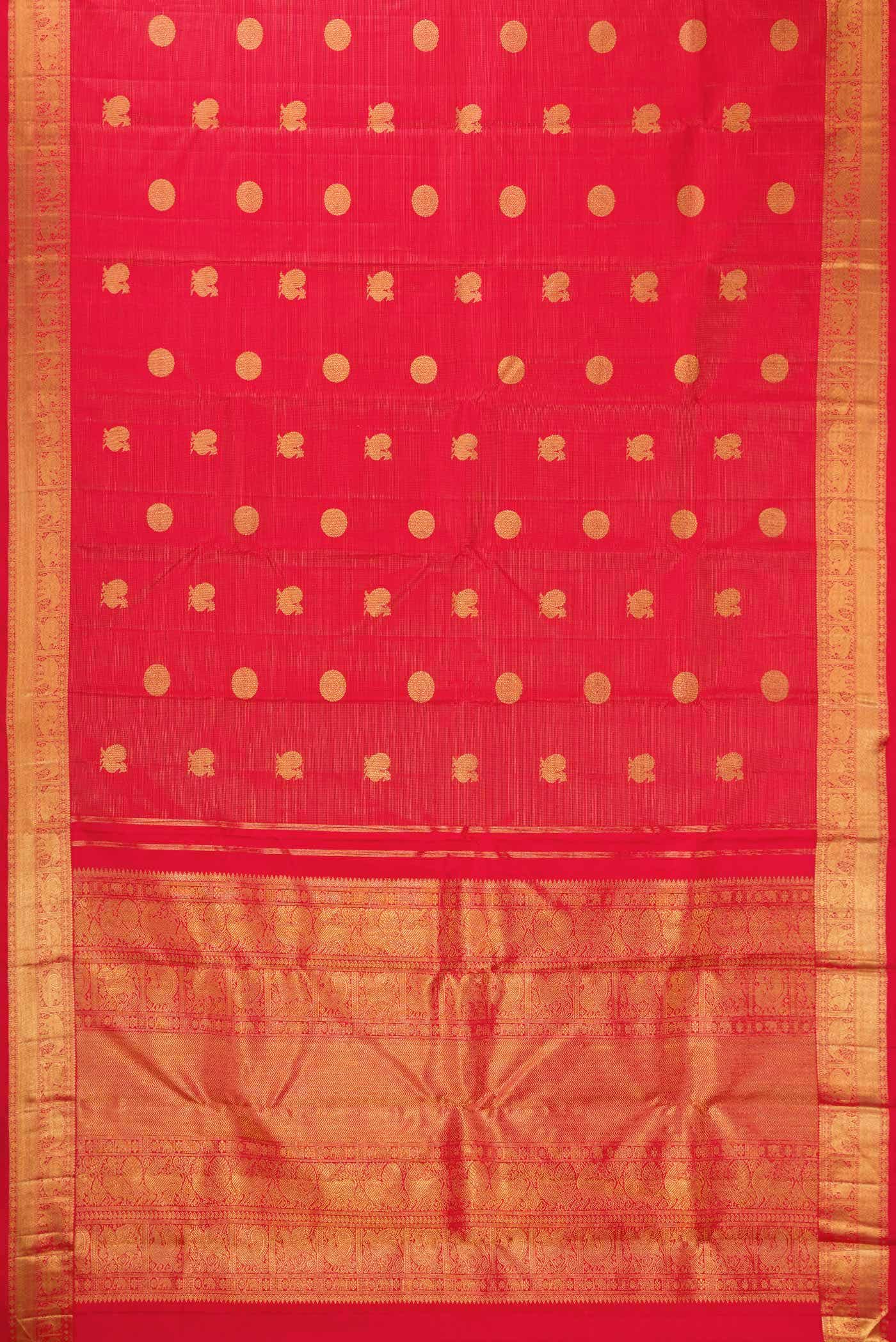 Pure Silk Pure Zari Brick Orange Dual Tone Kanchipuram Saree