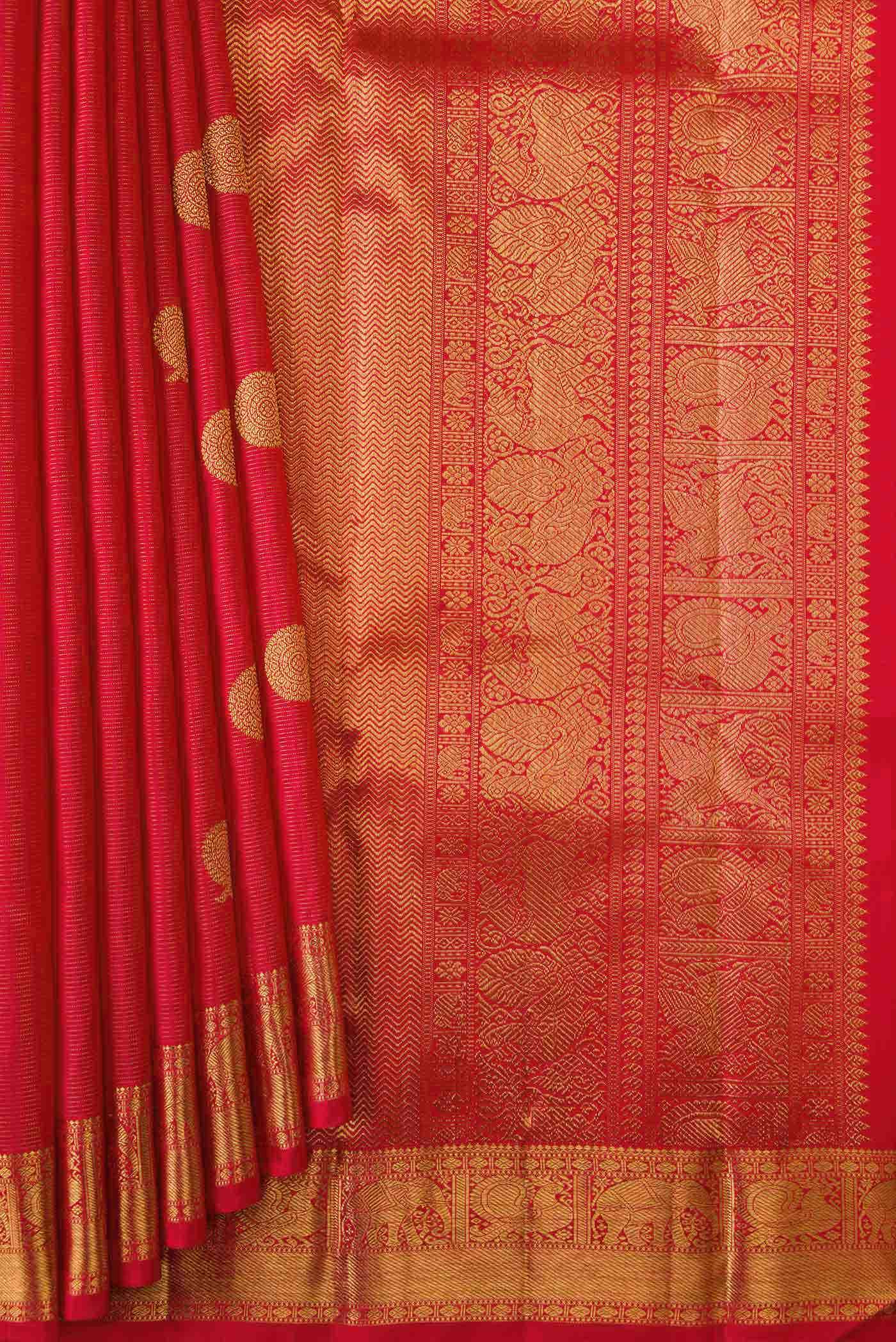 Pure Silk Pure Zari Brick Orange Dual Tone Kanchipuram Saree
