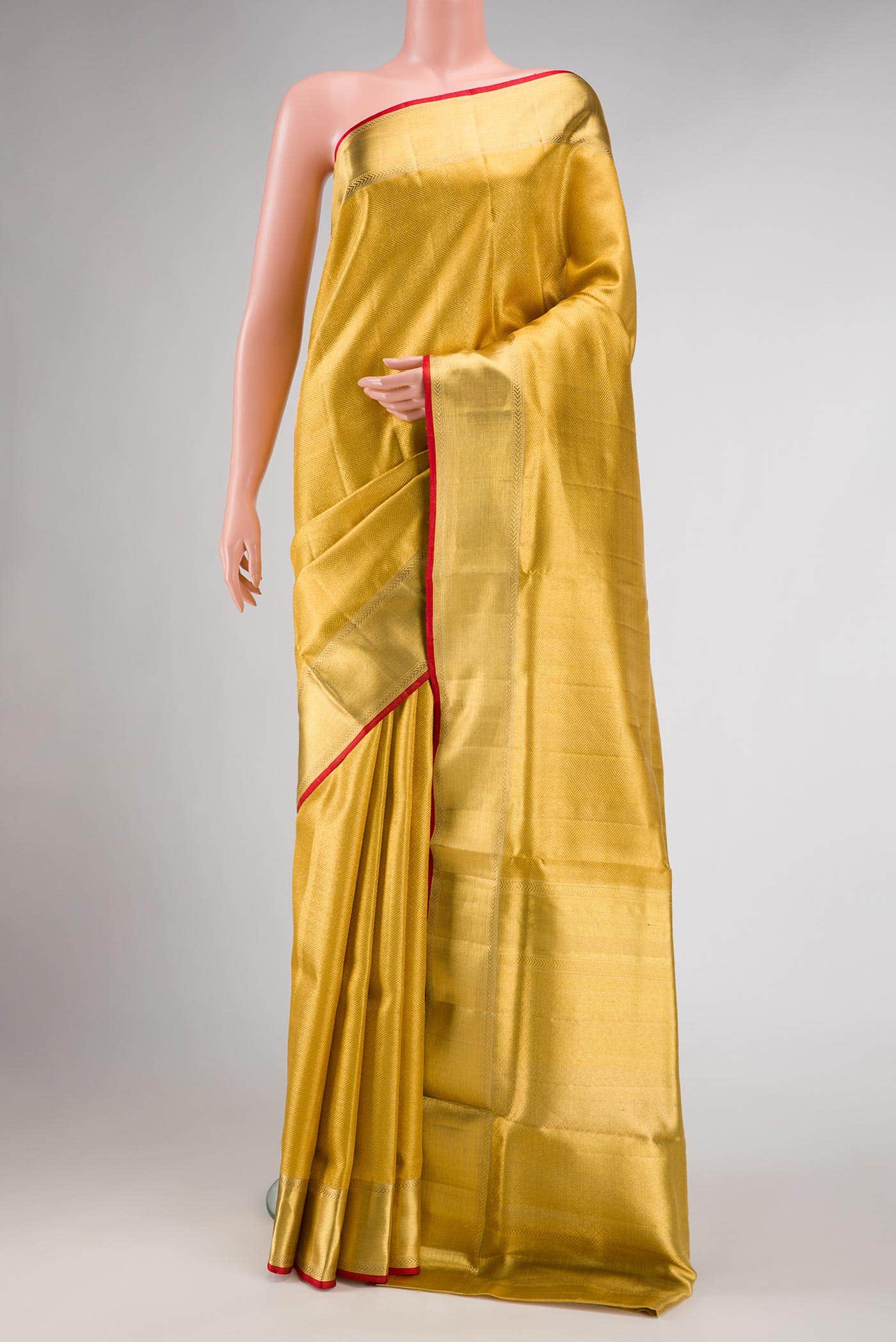 Pure Silk Pure Zari Gold Dual Tone Kanchipuram Tissue Saree