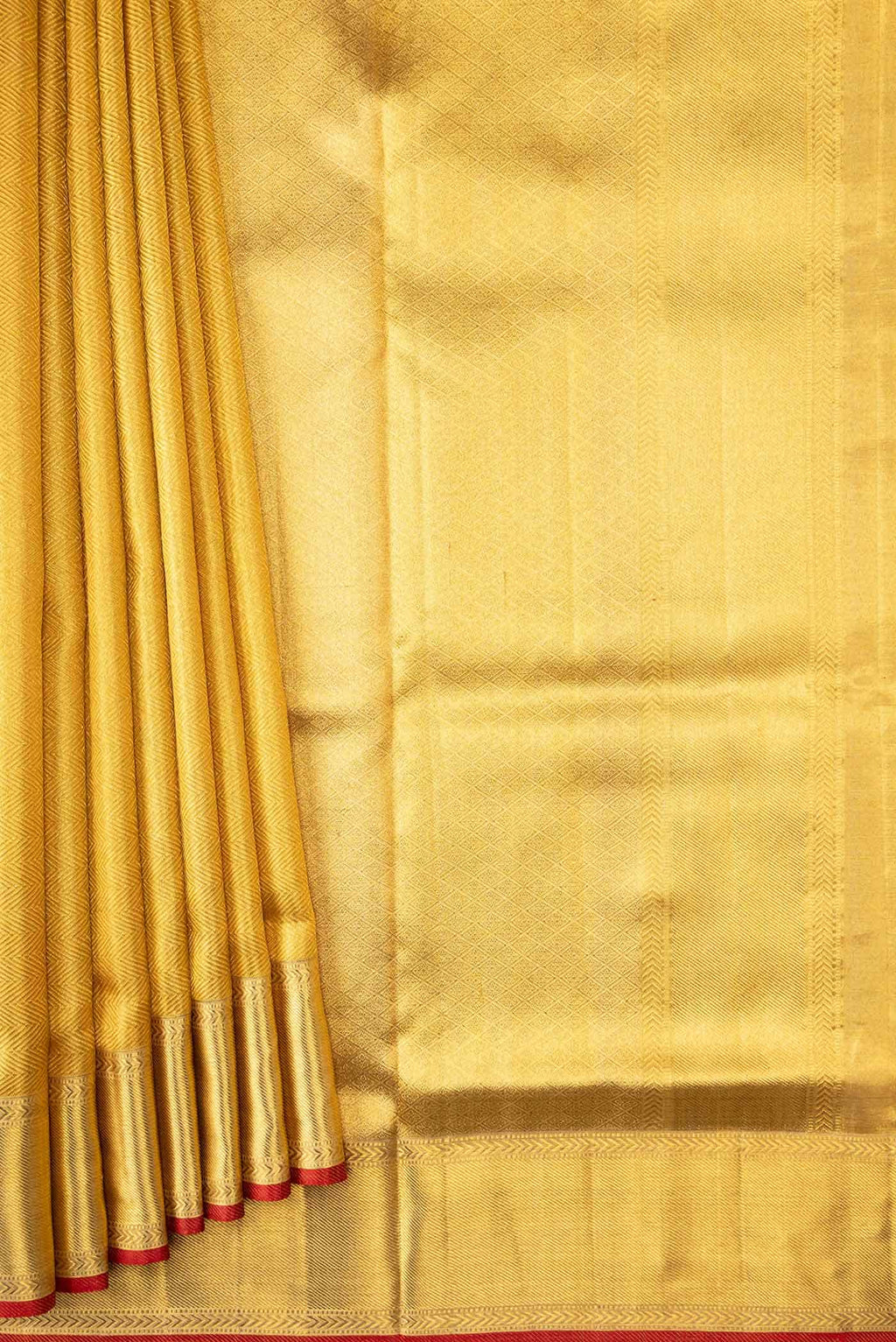 Pure Silk Pure Zari Gold Dual Tone Kanchipuram Tissue Saree