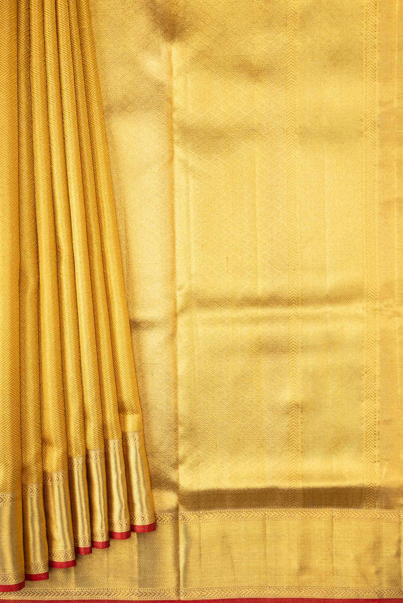 Pure Silk Pure Zari Gold Dual Tone Kanchipuram Tissue Saree