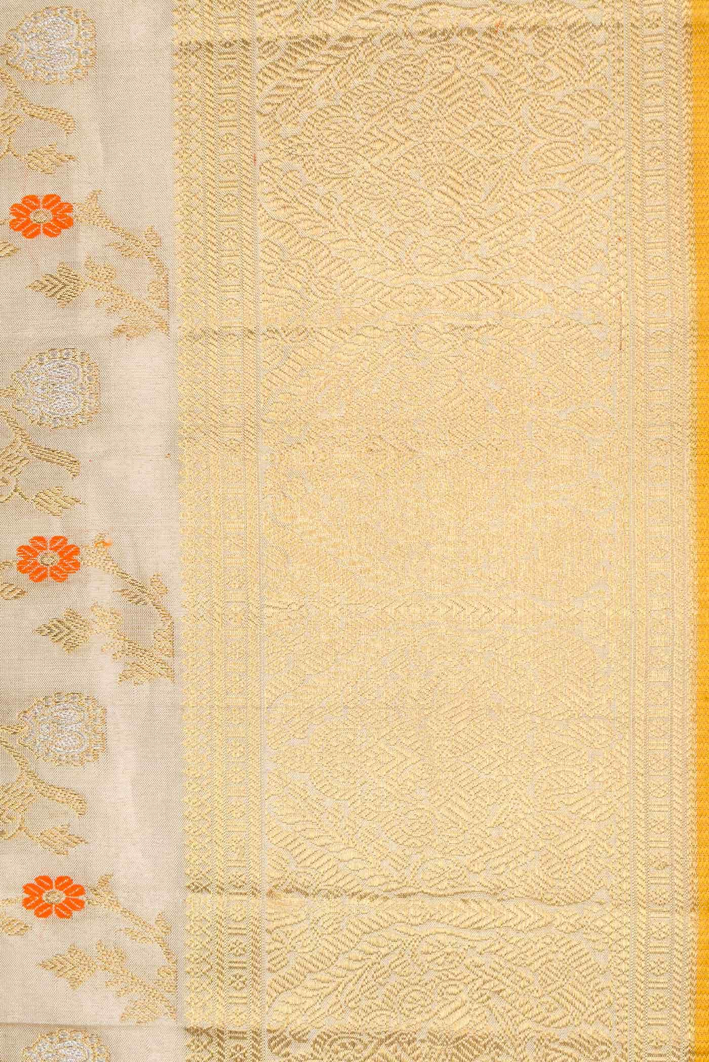 Pure Silk Pure Zari Beige Dual Tone Kanchipuram Tissue Saree