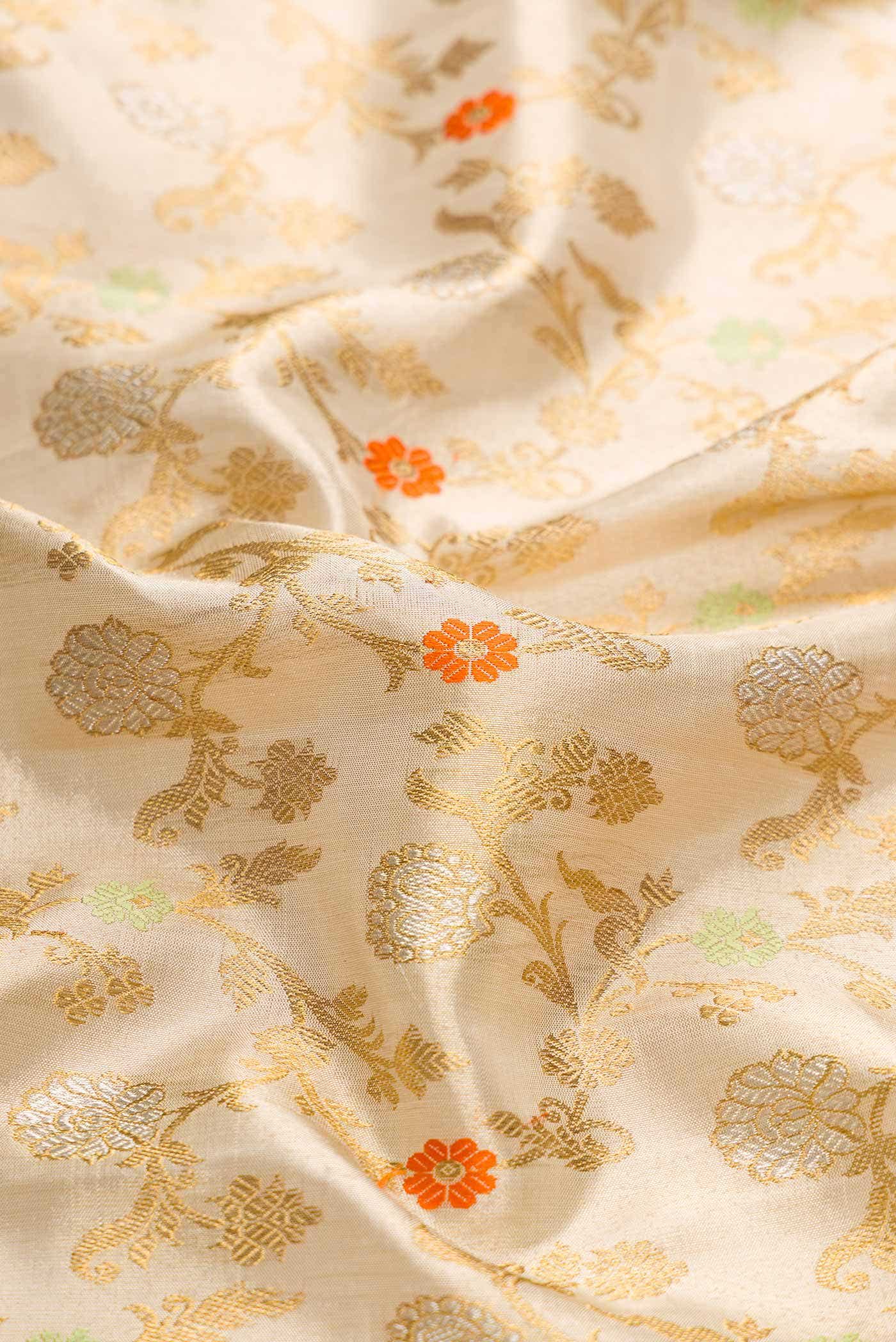 Pure Silk Pure Zari Beige Dual Tone Kanchipuram Tissue Saree