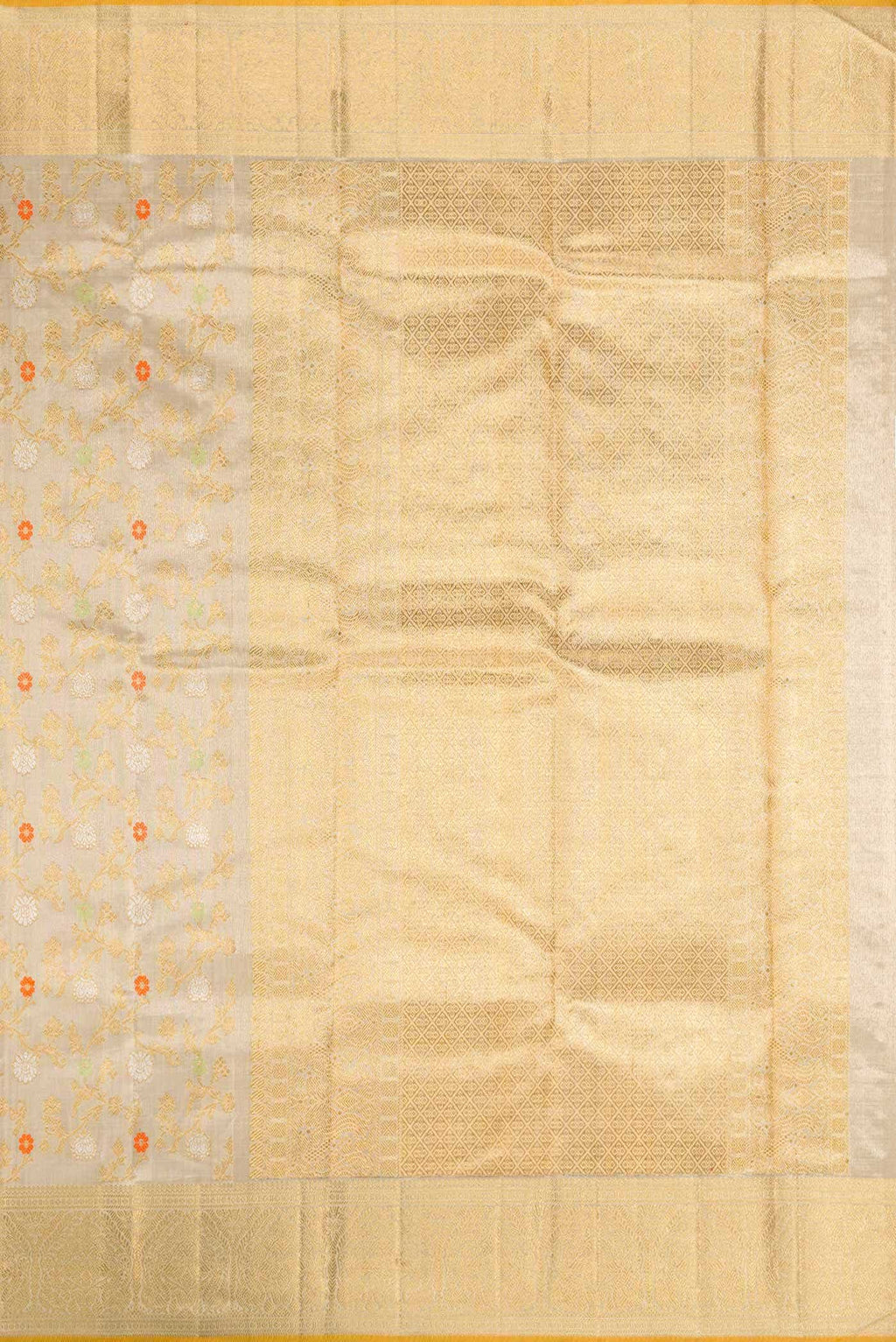Pure Silk Pure Zari Beige Dual Tone Kanchipuram Tissue Saree