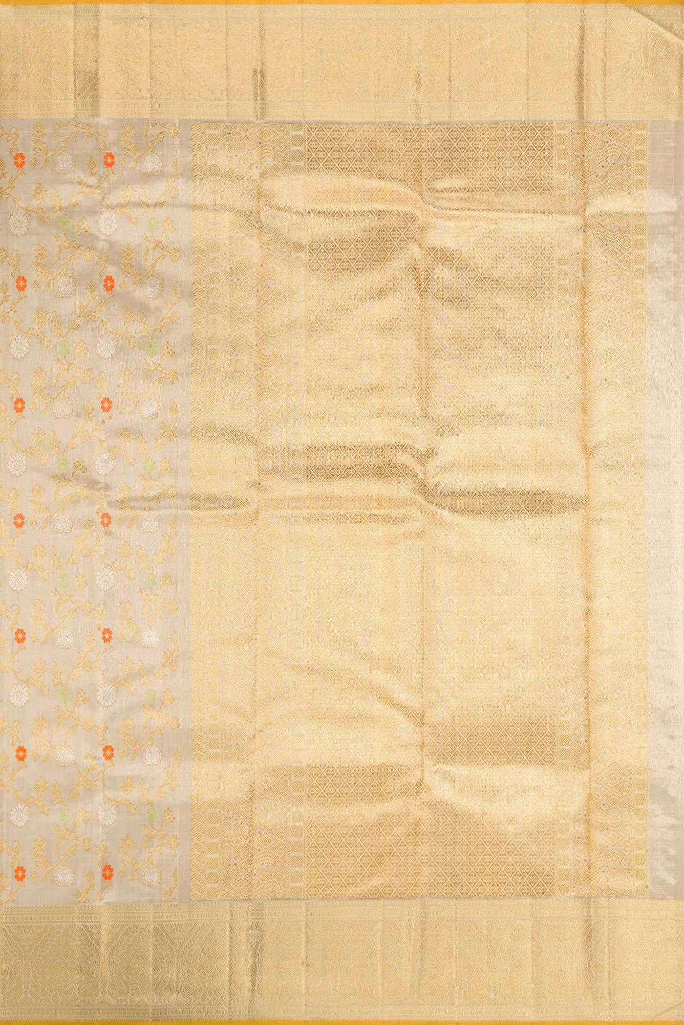 Pure Silk Pure Zari Beige Dual Tone Kanchipuram Tissue Saree