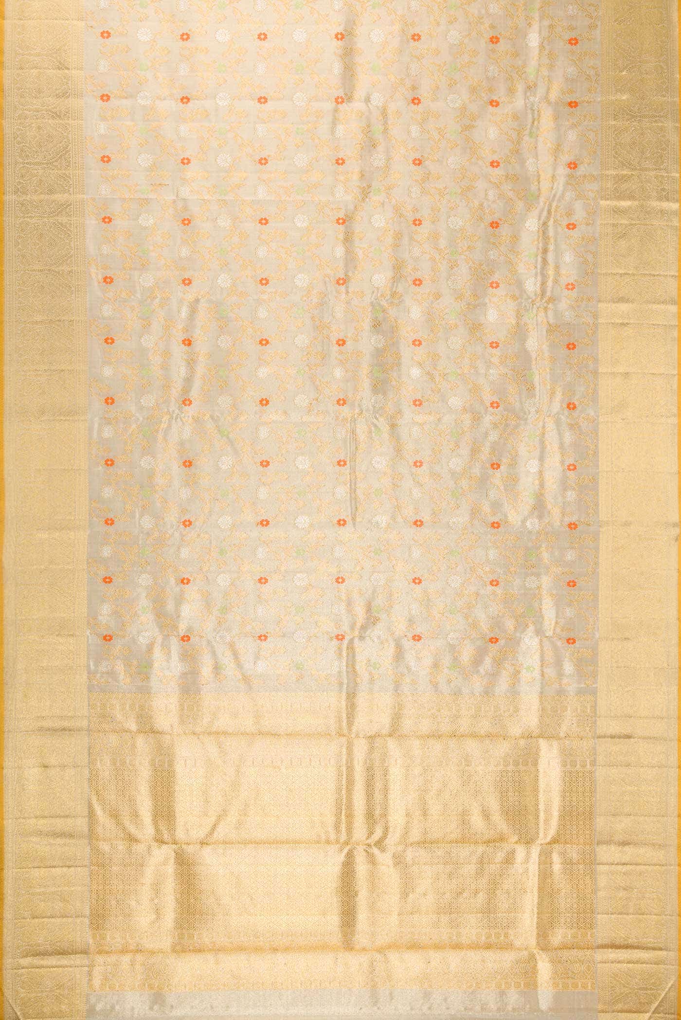 Pure Silk Pure Zari Beige Dual Tone Kanchipuram Tissue Saree