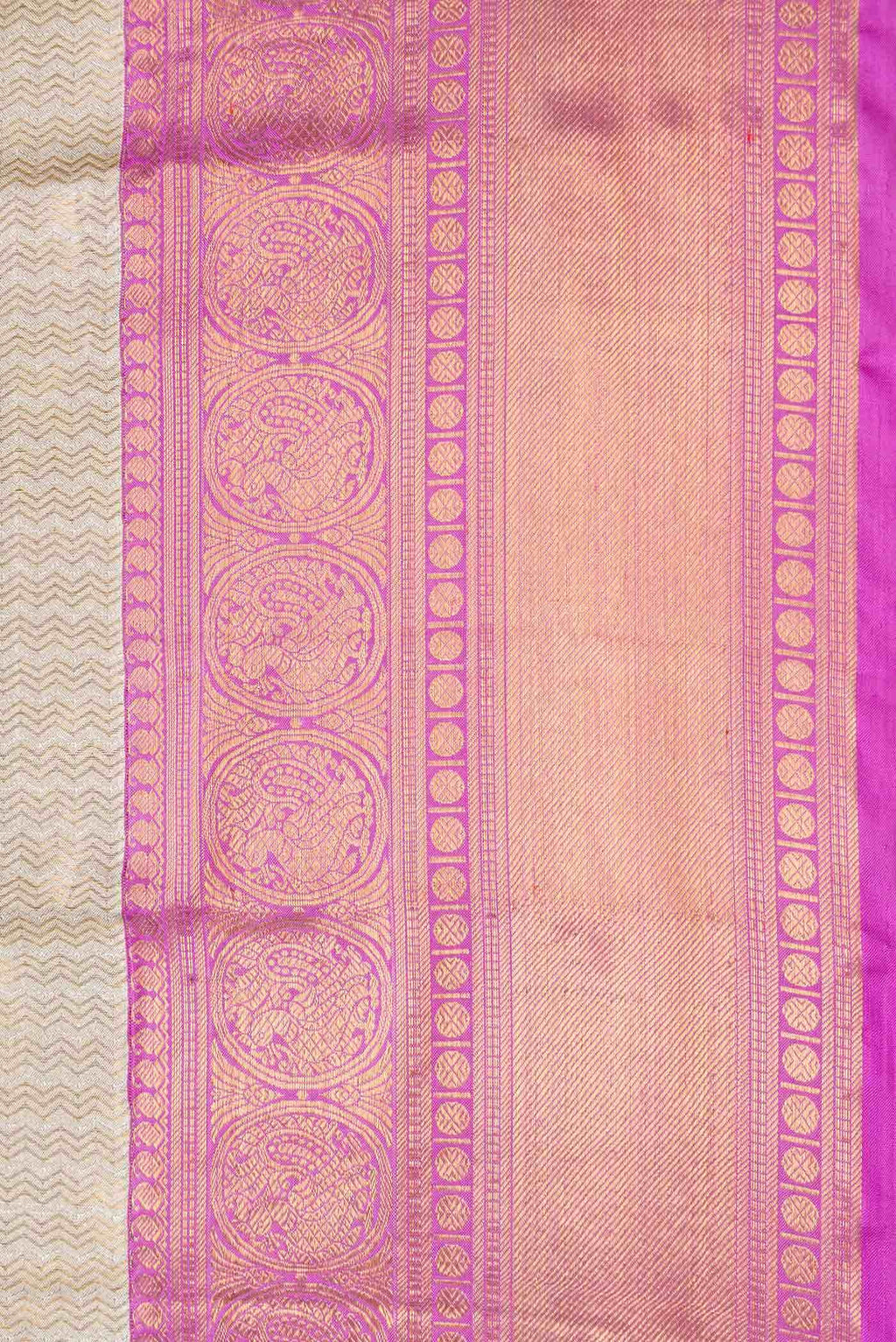 Pure Silk Pure Zari Off White Dual Tone Kanchipuram Tissue Saree