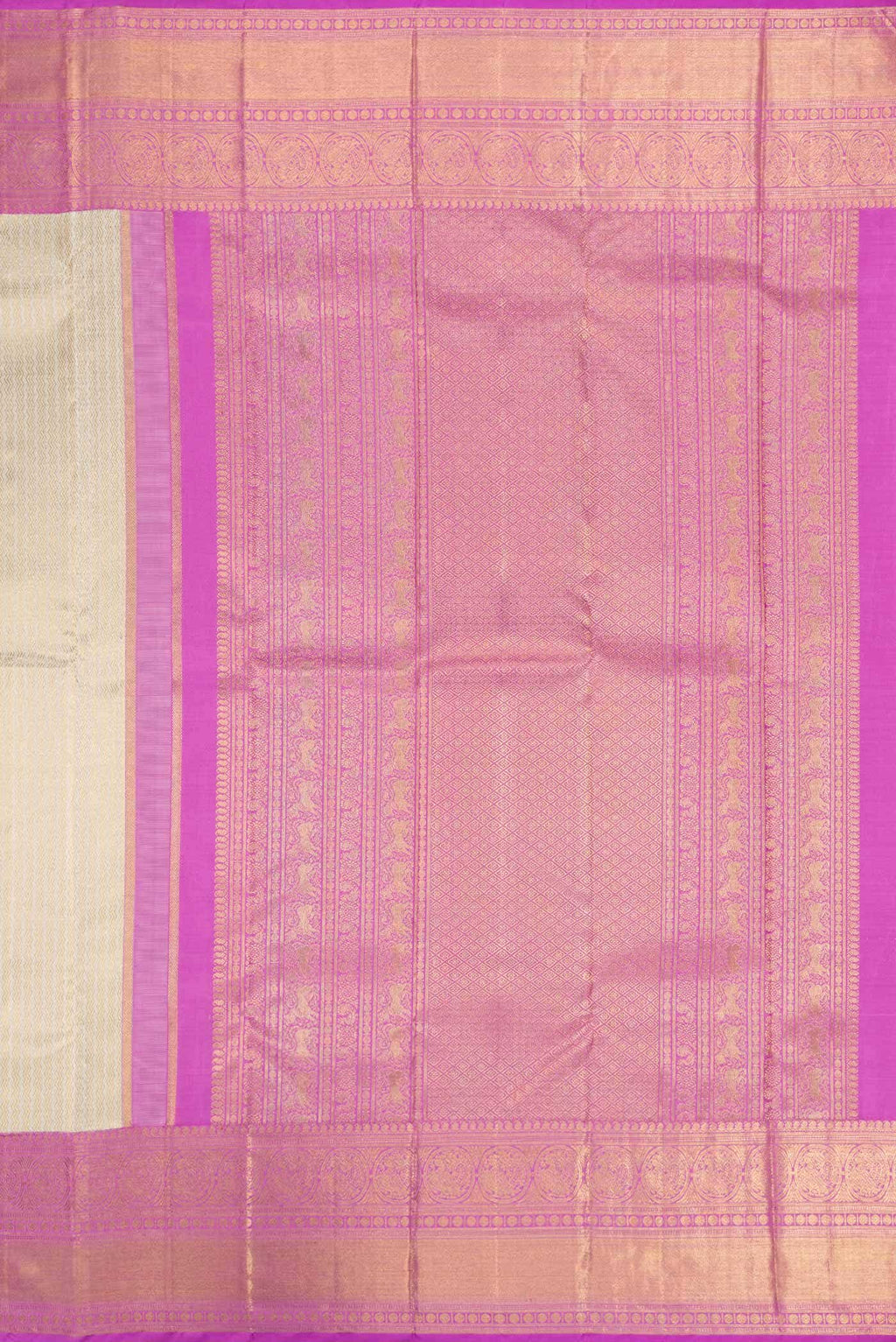 Pure Silk Pure Zari Off White Dual Tone Kanchipuram Tissue Saree