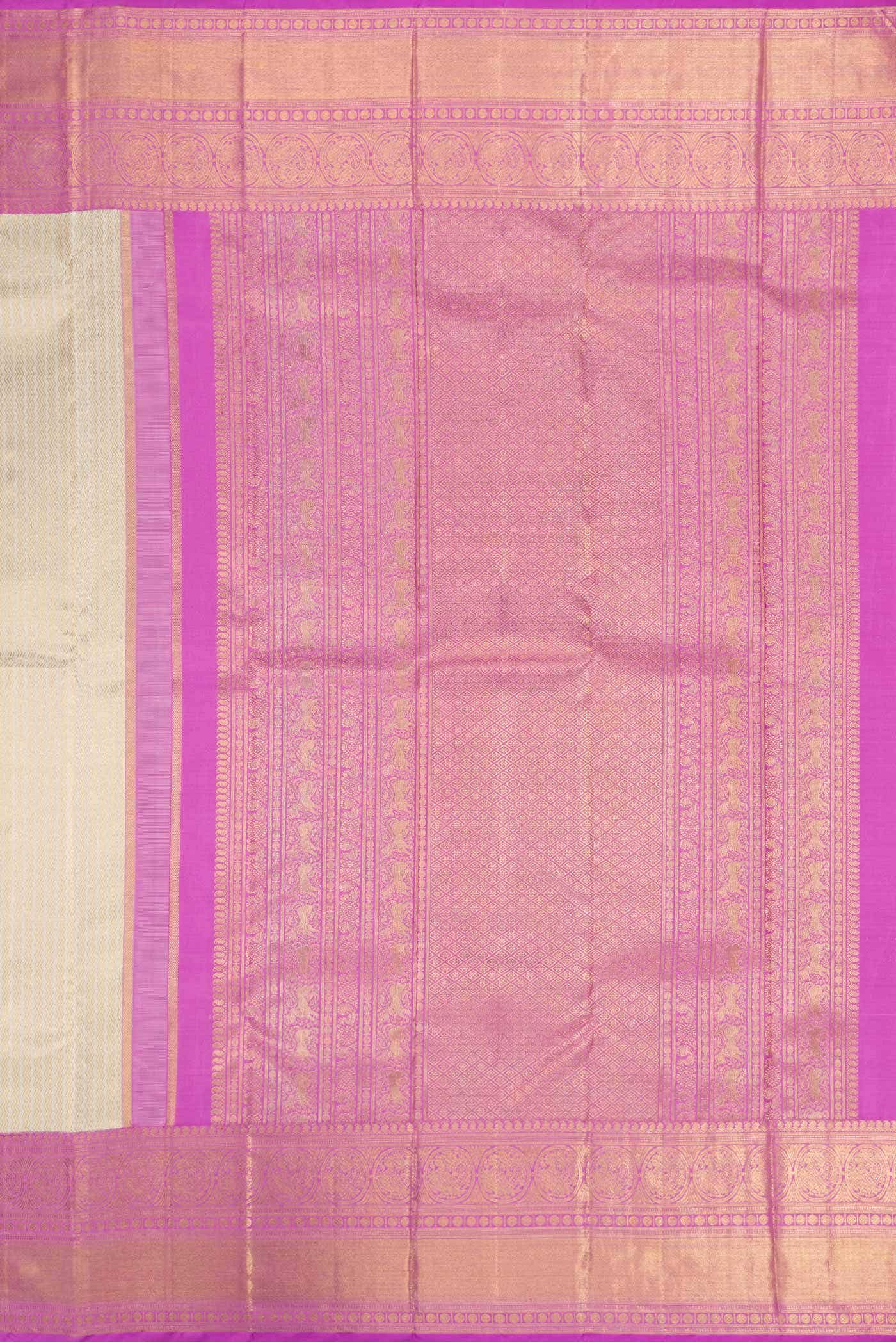 Pure Silk Pure Zari Off White Dual Tone Kanchipuram Tissue Saree