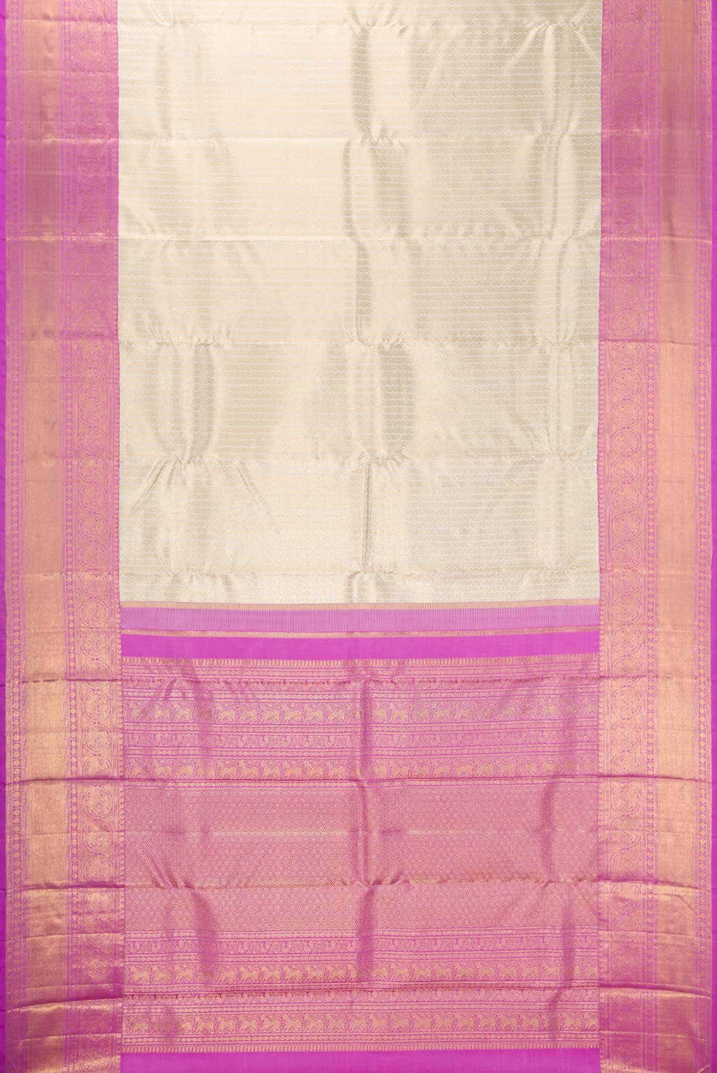 Pure Silk Pure Zari Off White Dual Tone Kanchipuram Tissue Saree