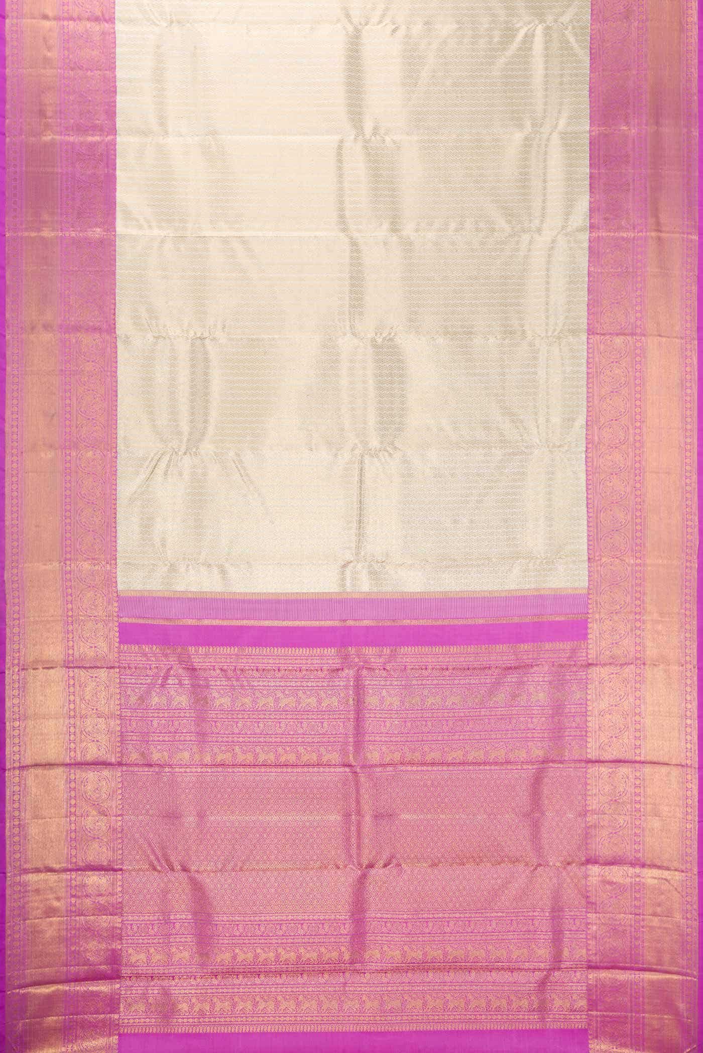 Pure Silk Pure Zari Off White Dual Tone Kanchipuram Tissue Saree