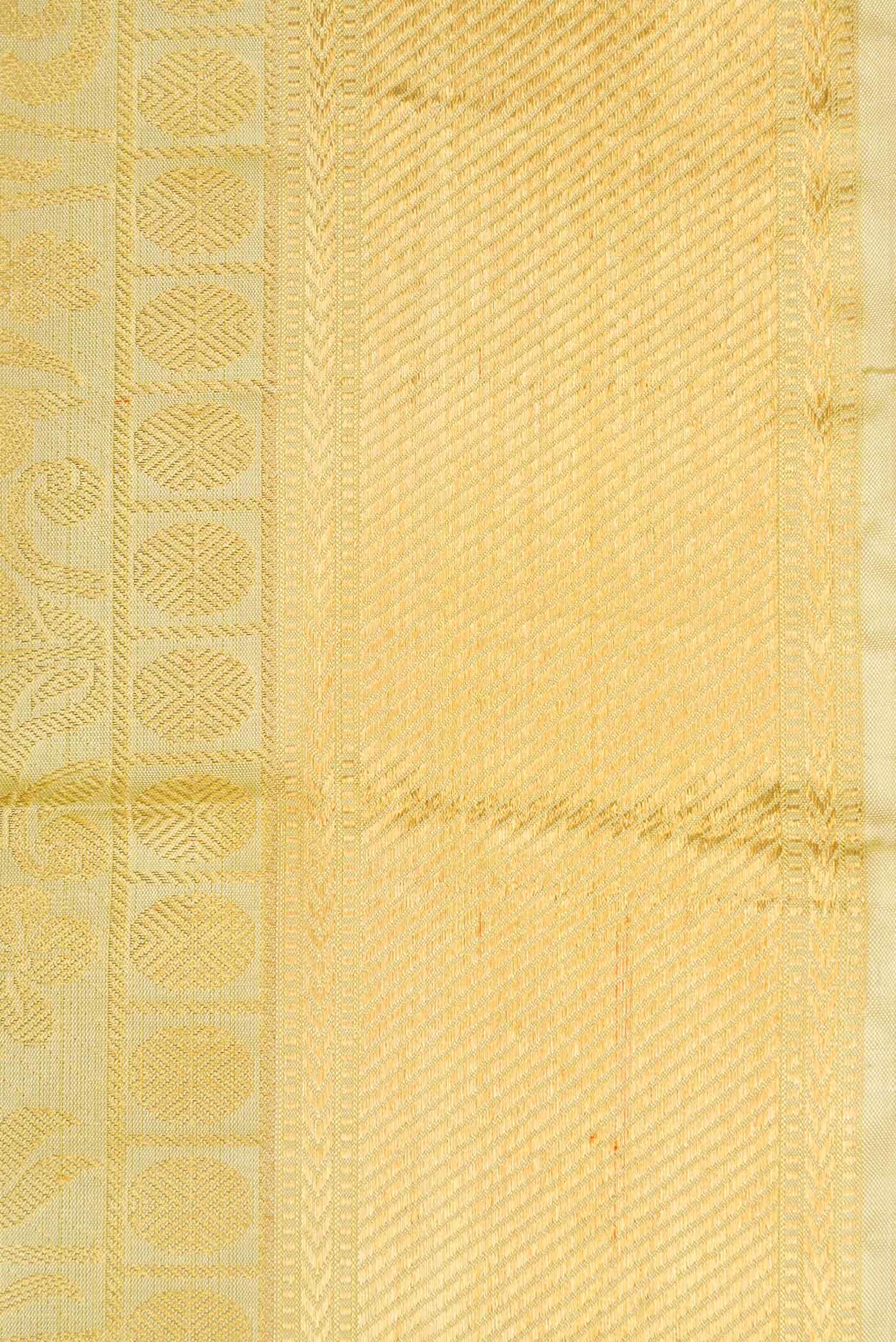 Pure Silk Pure Zari Gold Dual Tone Kanchipuram Saree