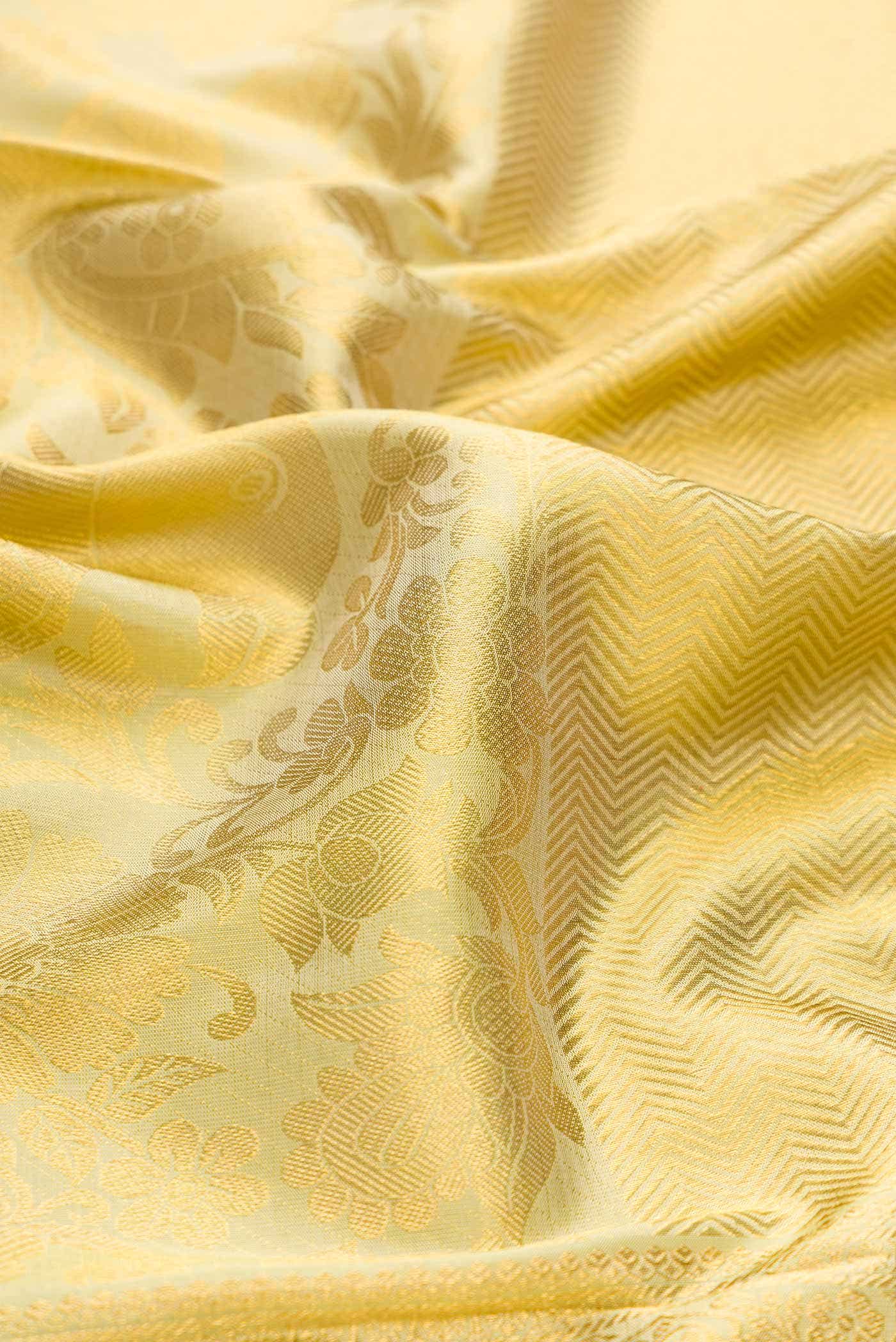 Pure Silk Pure Zari Gold Dual Tone Kanchipuram Saree