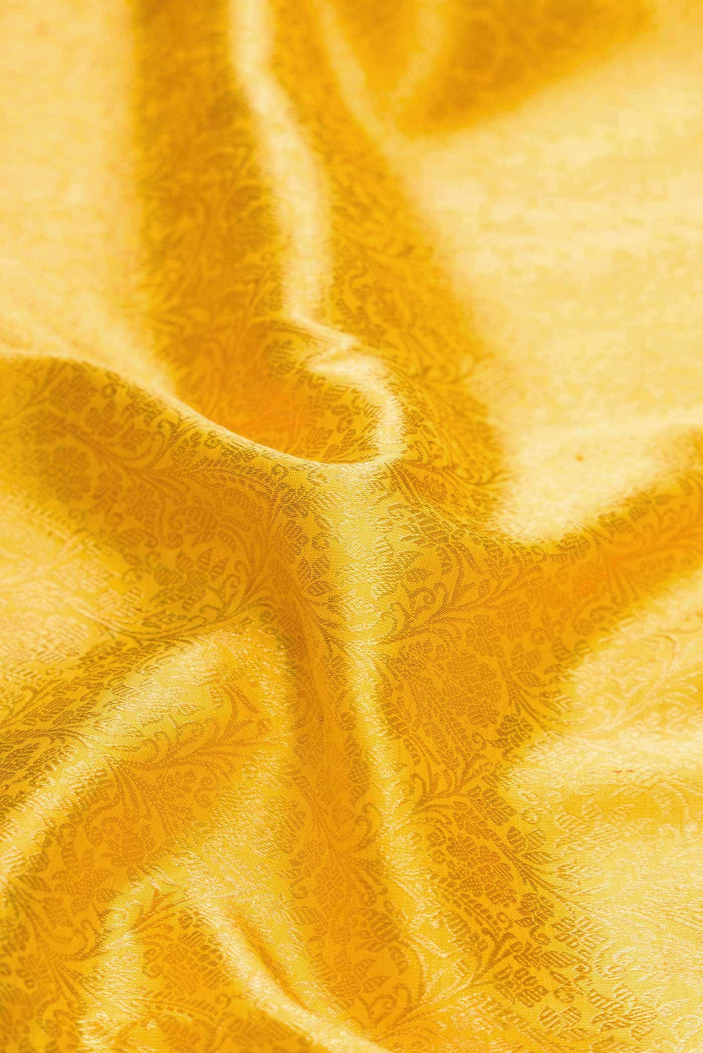 Pure Silk Pure Zari Yellow Kanchipuram Saree