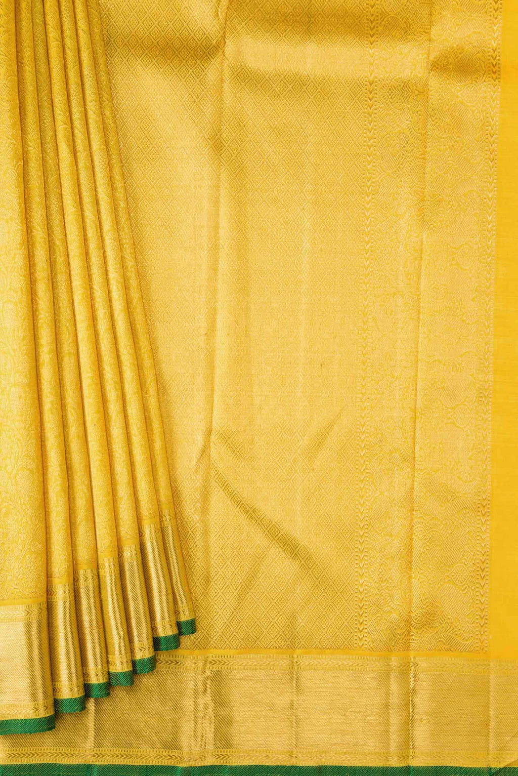 Pure Silk Pure Zari Yellow Kanchipuram Saree