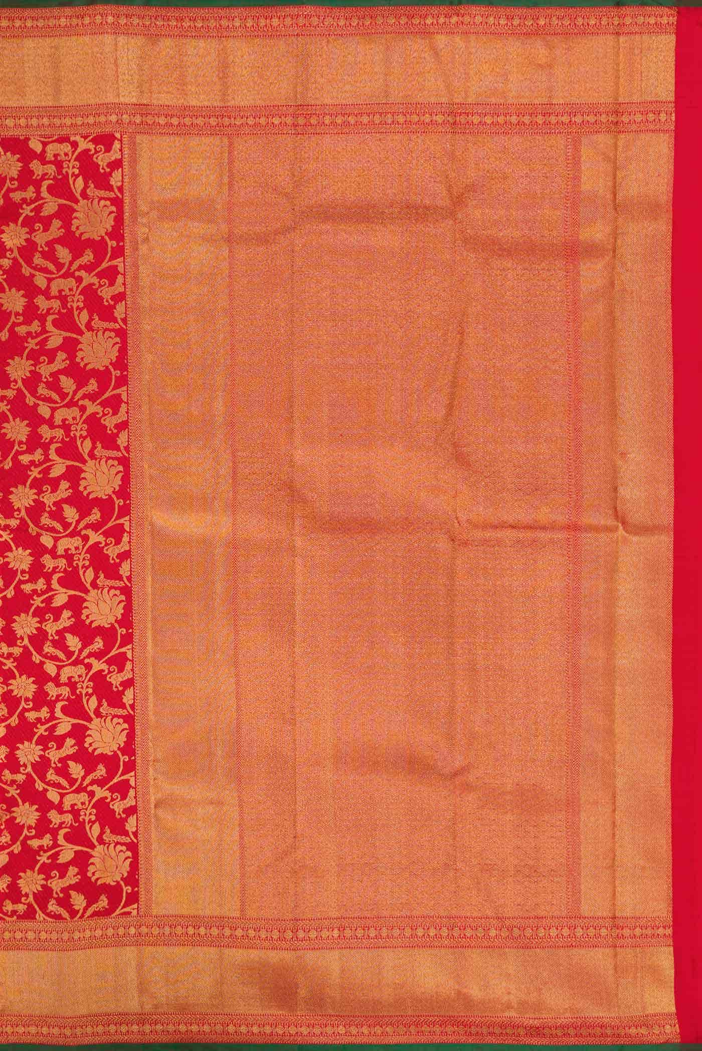 Pure Silk Pure Zari Red Dual Tone Kanchipuram Saree