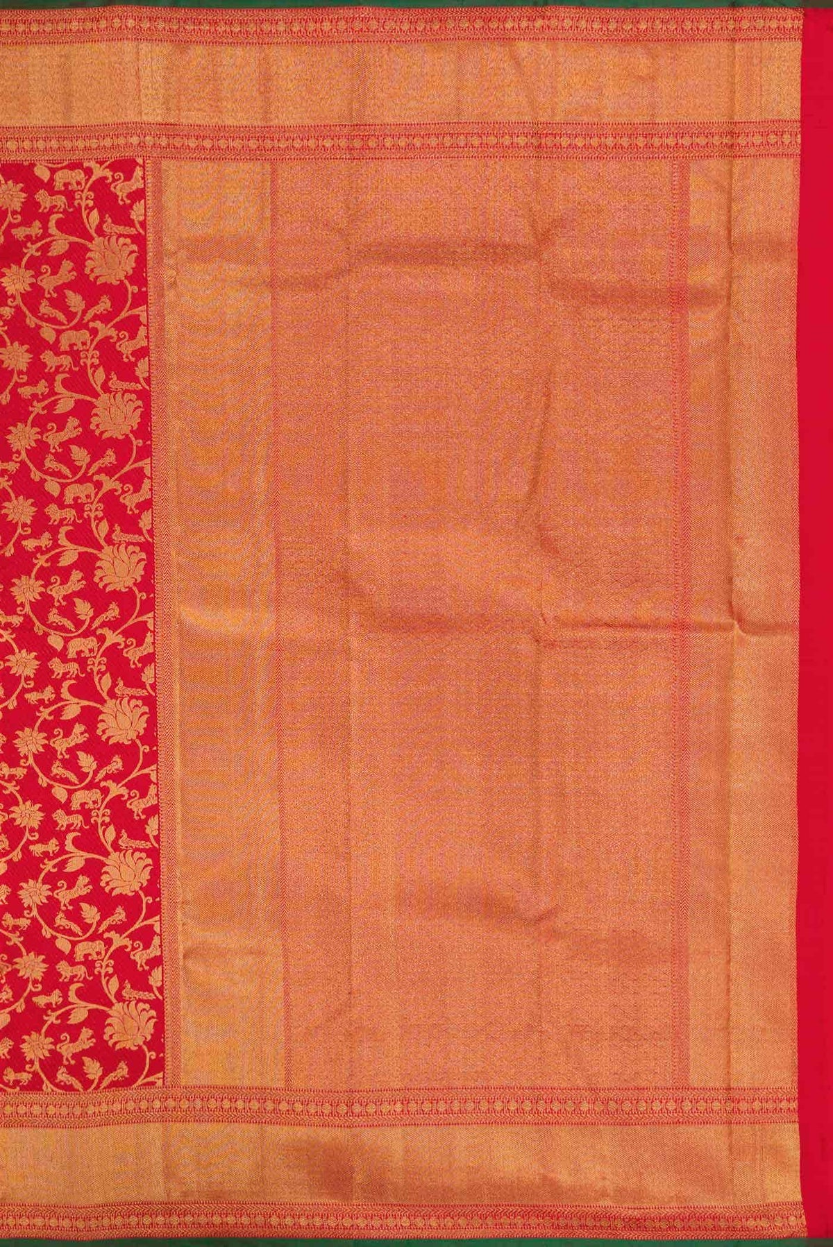 Pure Silk Pure Zari Red Dual Tone Kanjivaram Saree