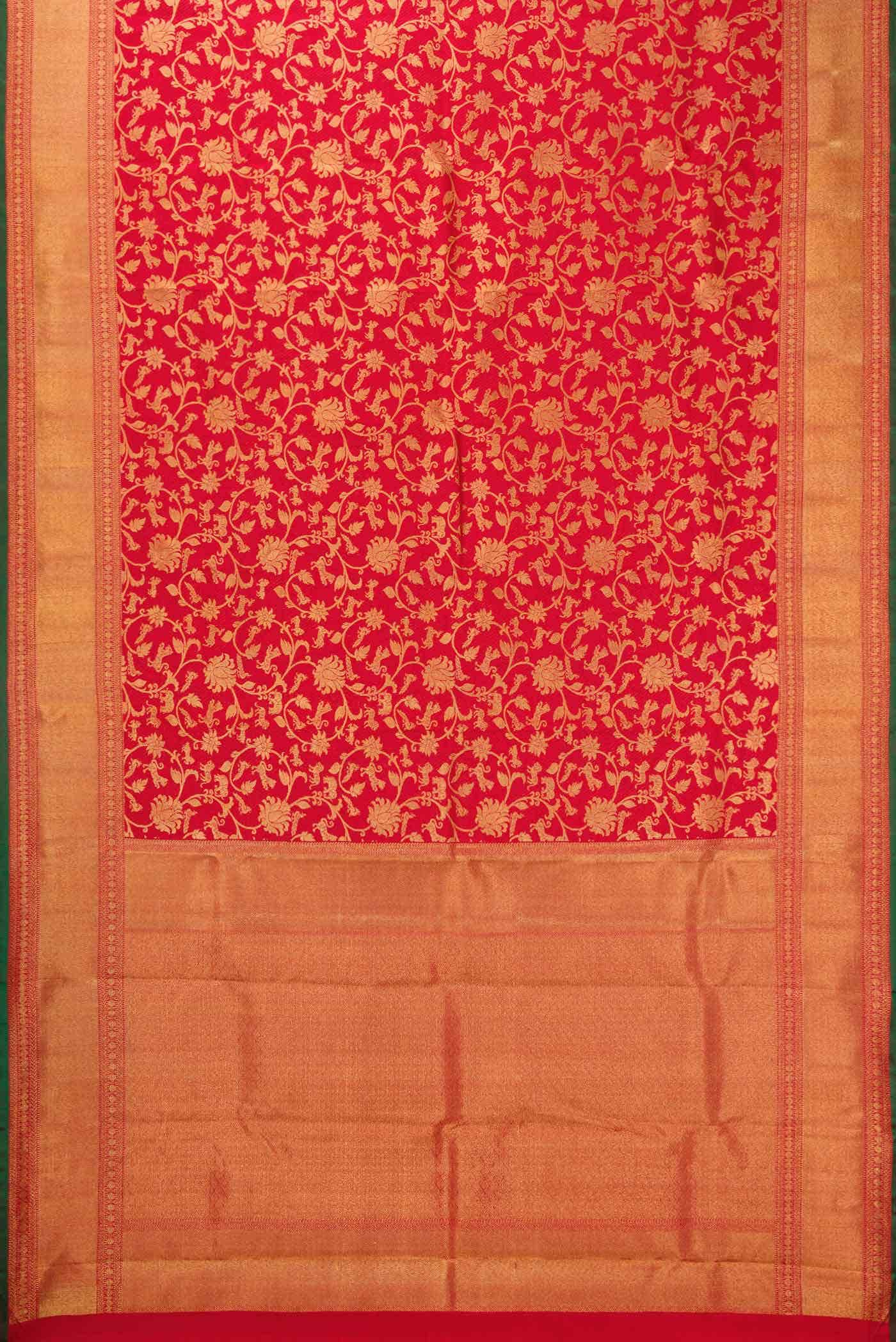 Pure Silk Pure Zari Red Dual Tone Kanchipuram Saree