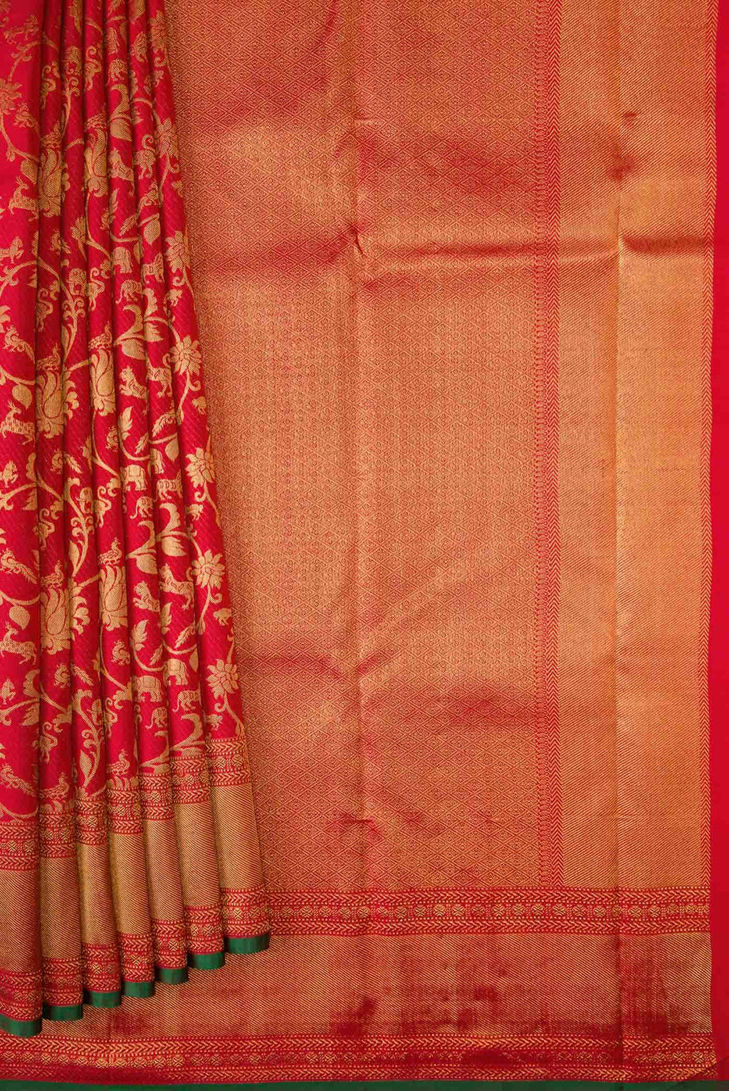 Pure Silk Pure Zari Red Dual Tone Kanchipuram Saree