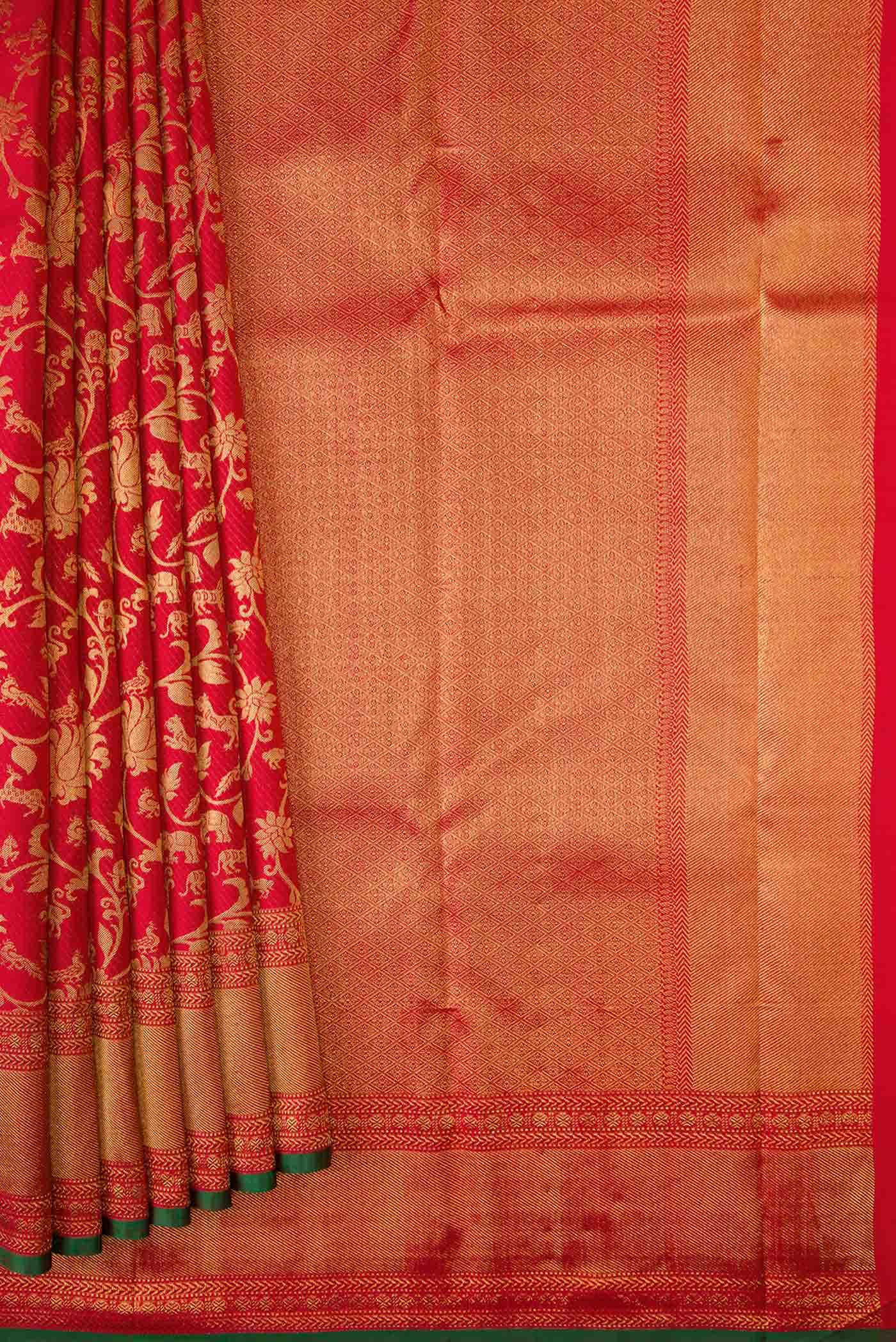 Pure Silk Pure Zari Red Dual Tone Kanchipuram Saree