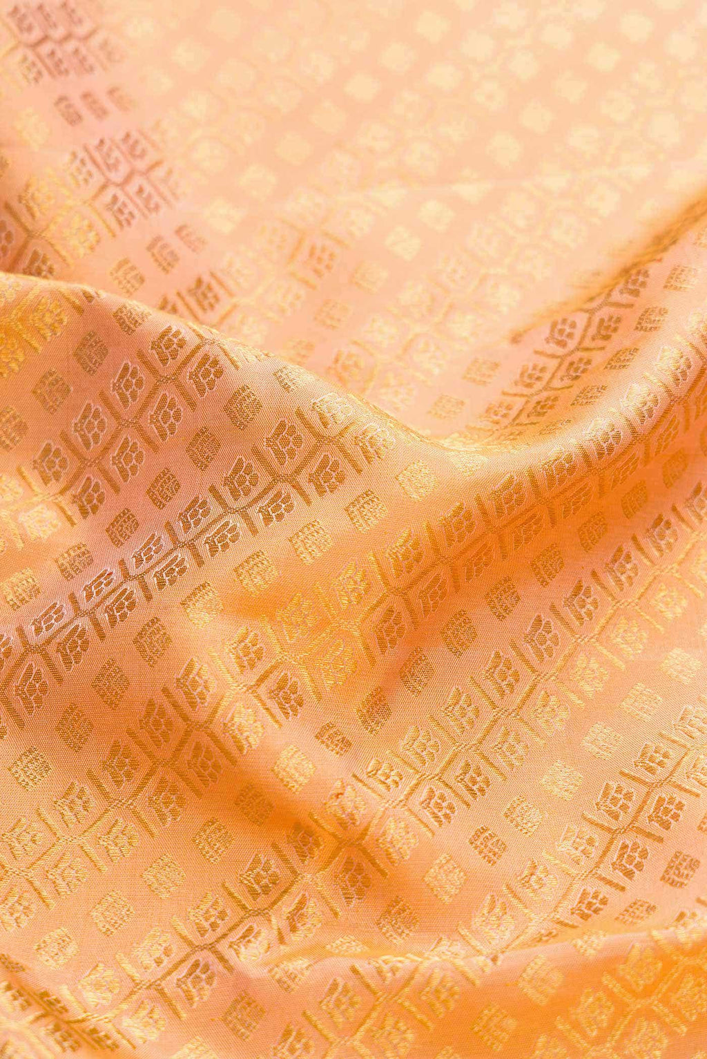 Pure Silk Pure Zari Golden Peach Kanchipuram Saree