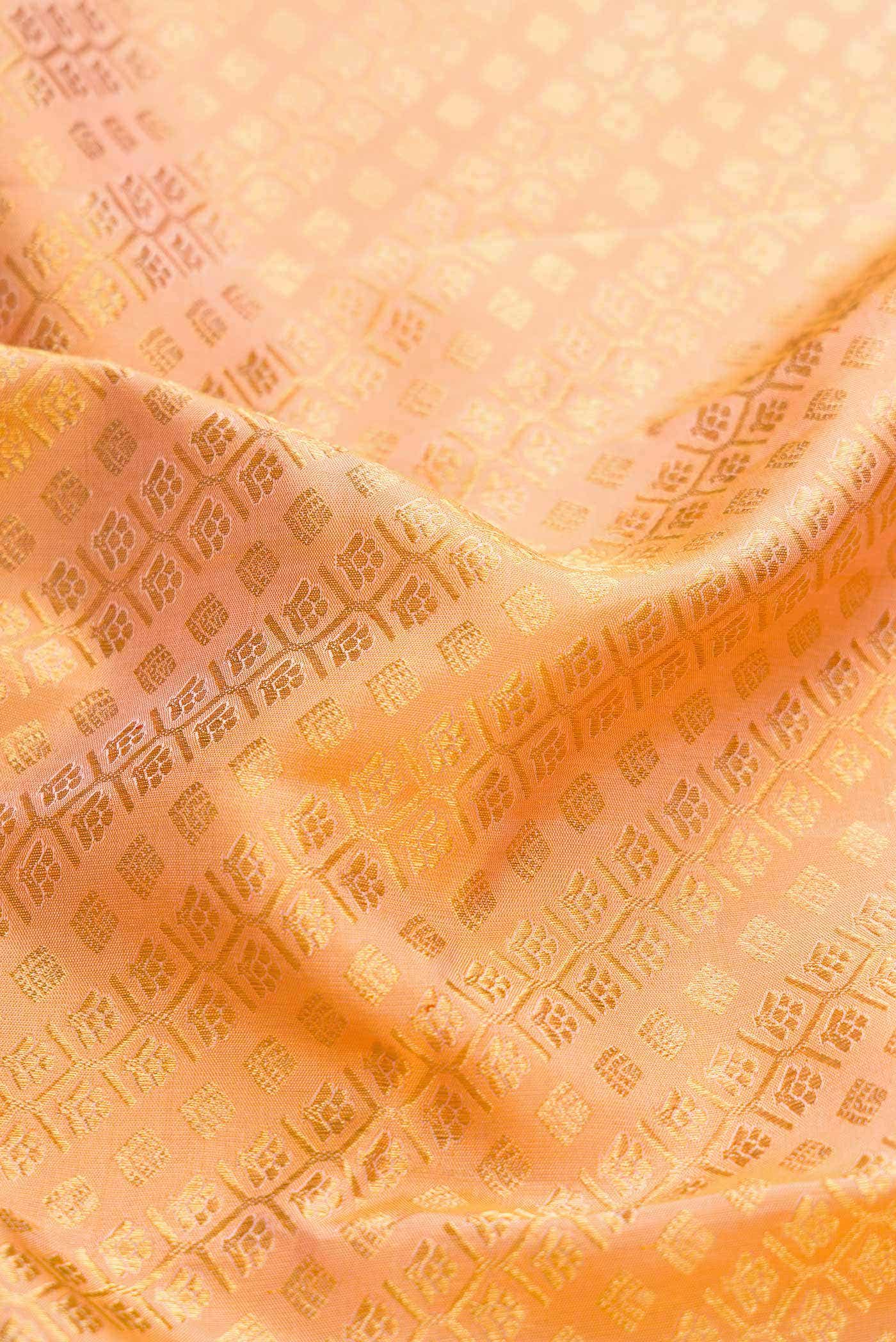 Pure Silk Pure Zari Golden Peach Kanchipuram Saree