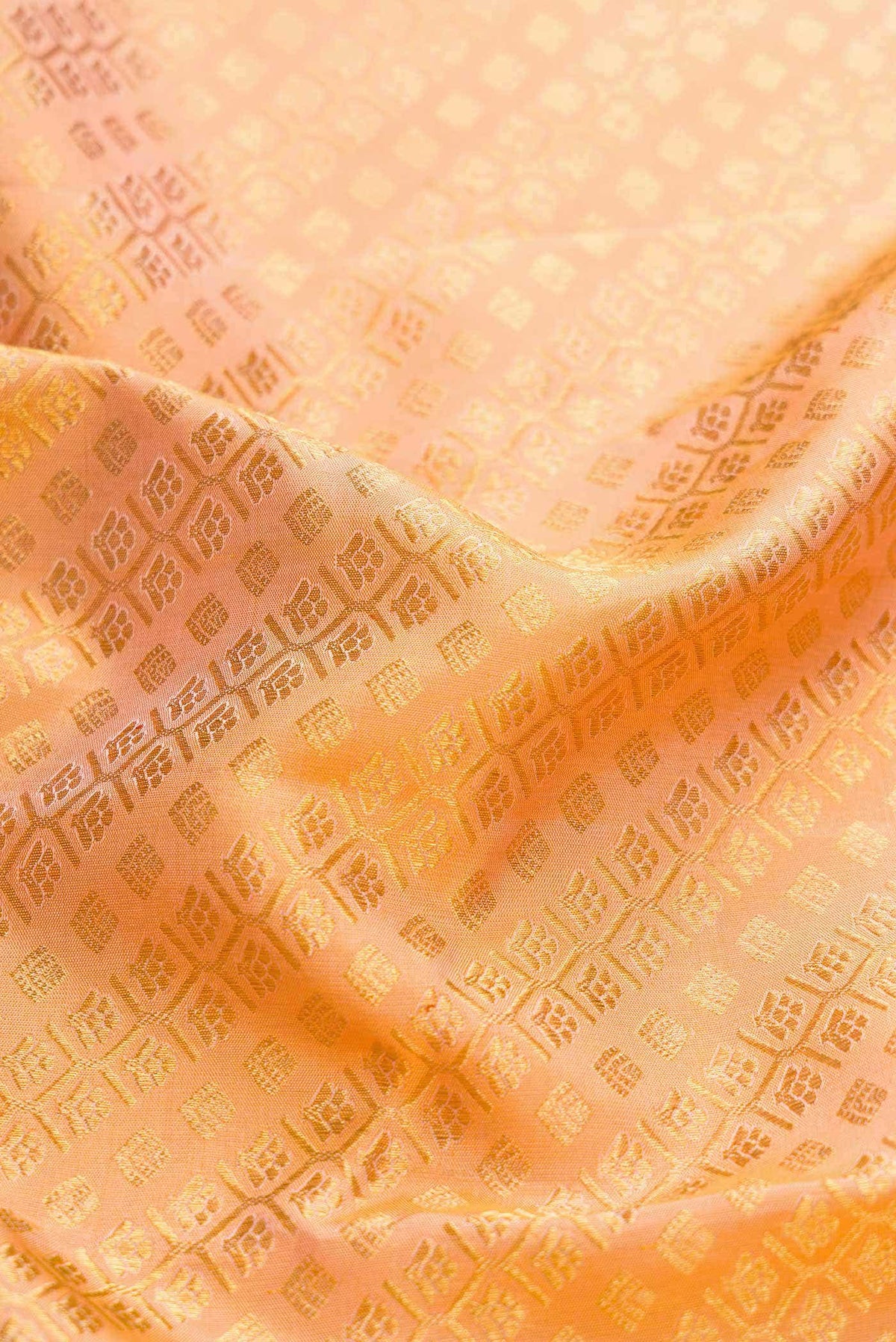 Pure Silk Pure Zari Golden Peach Kanjivaram Saree