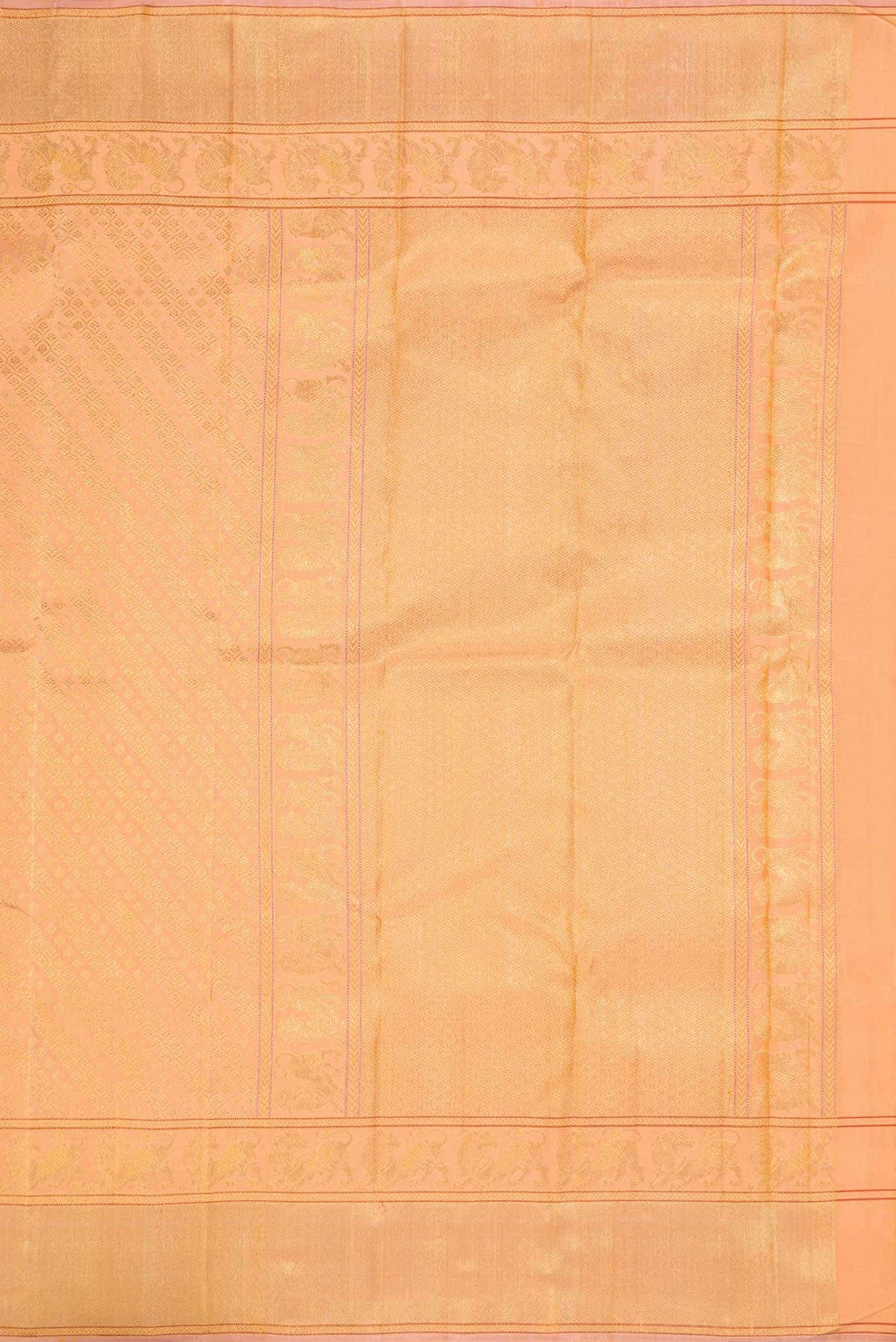 Pure Silk Pure Zari Golden Peach Kanchipuram Saree
