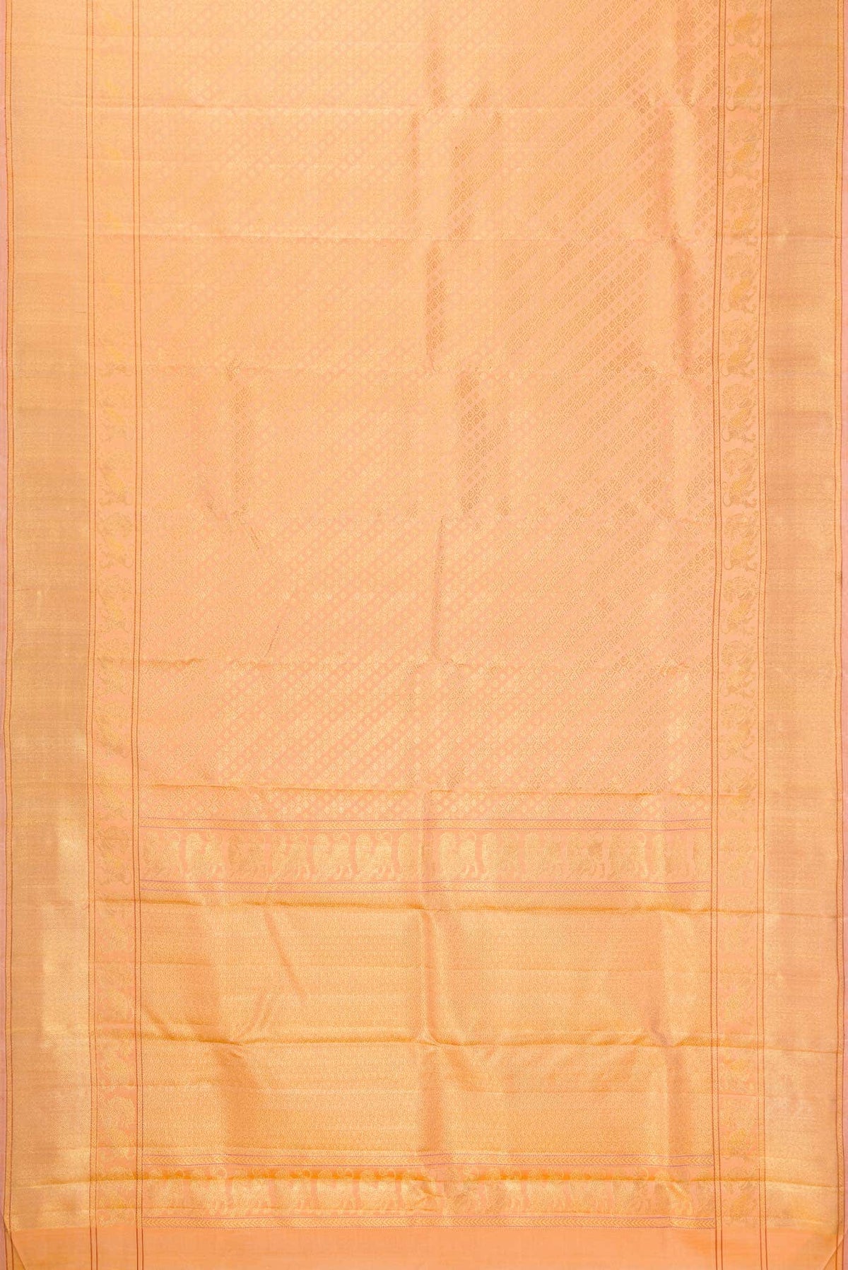 Pure Silk Pure Zari Golden Peach Kanjivaram Saree