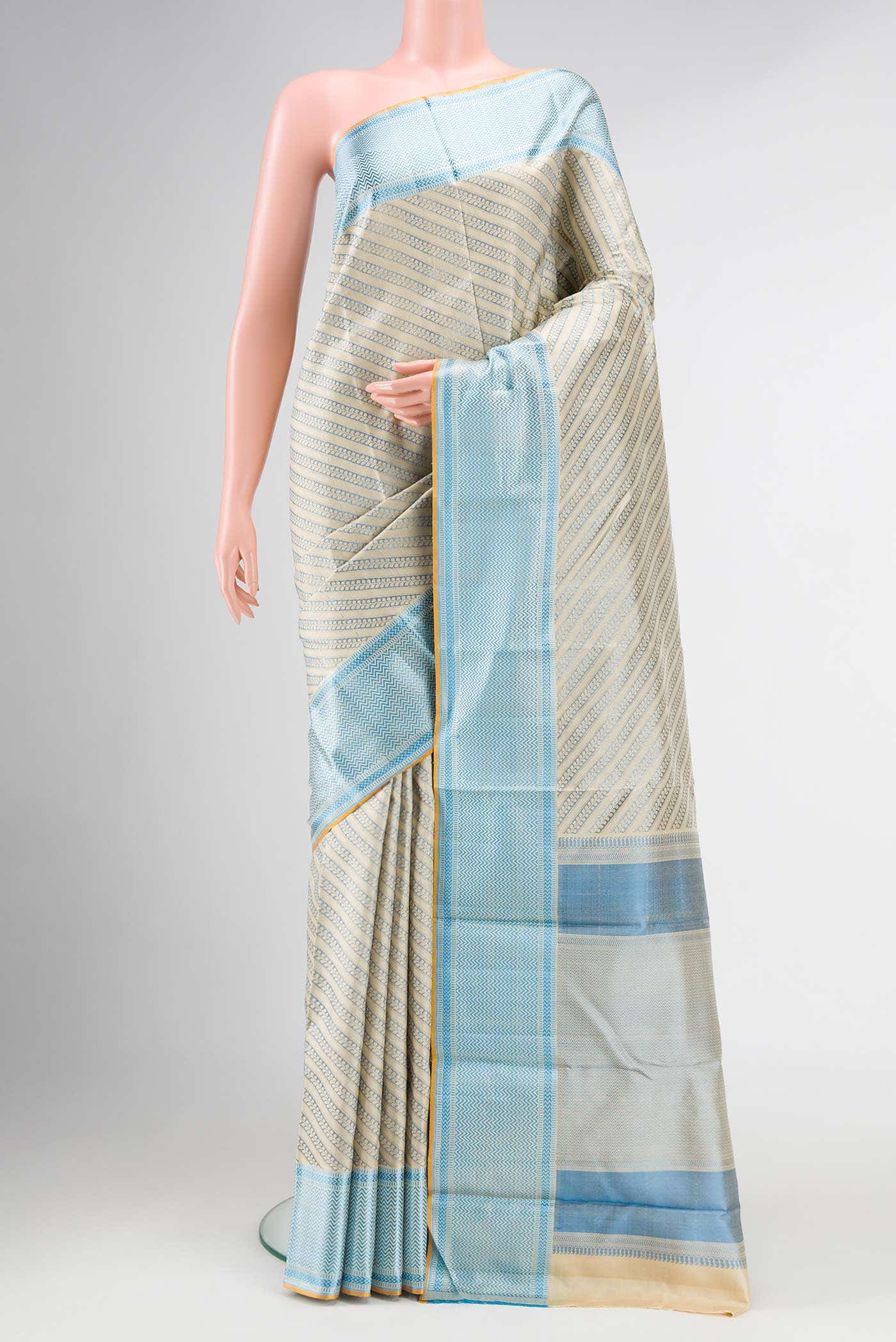 Beige Kanchipuram Silk Saree
