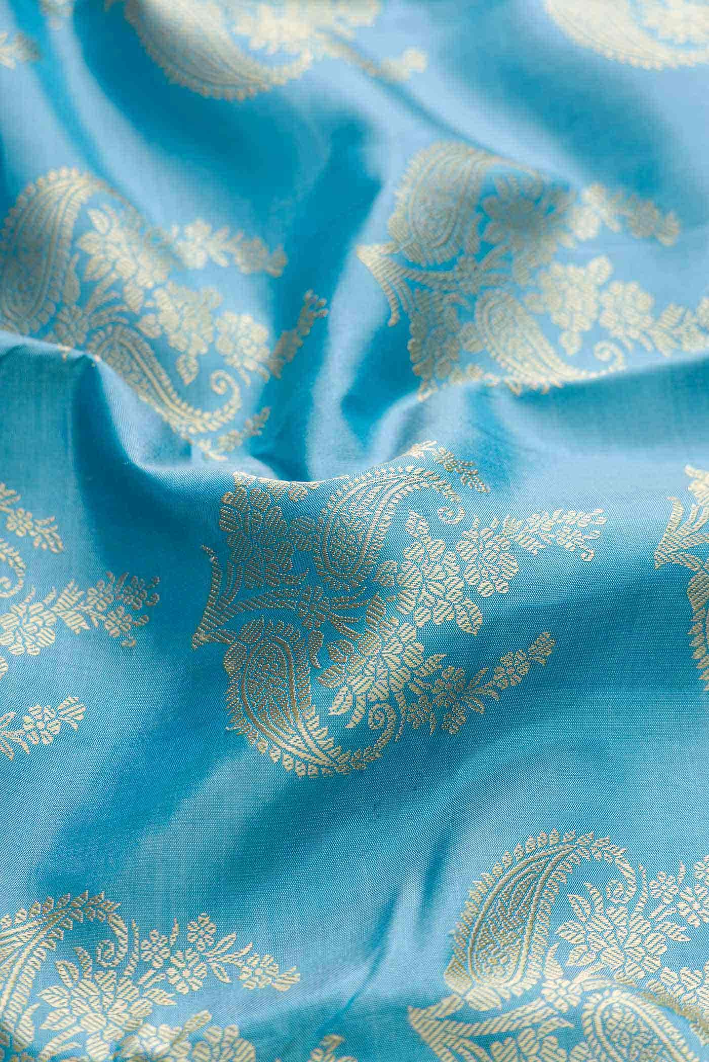 Sky Blue Kanchipuram Silk Saree