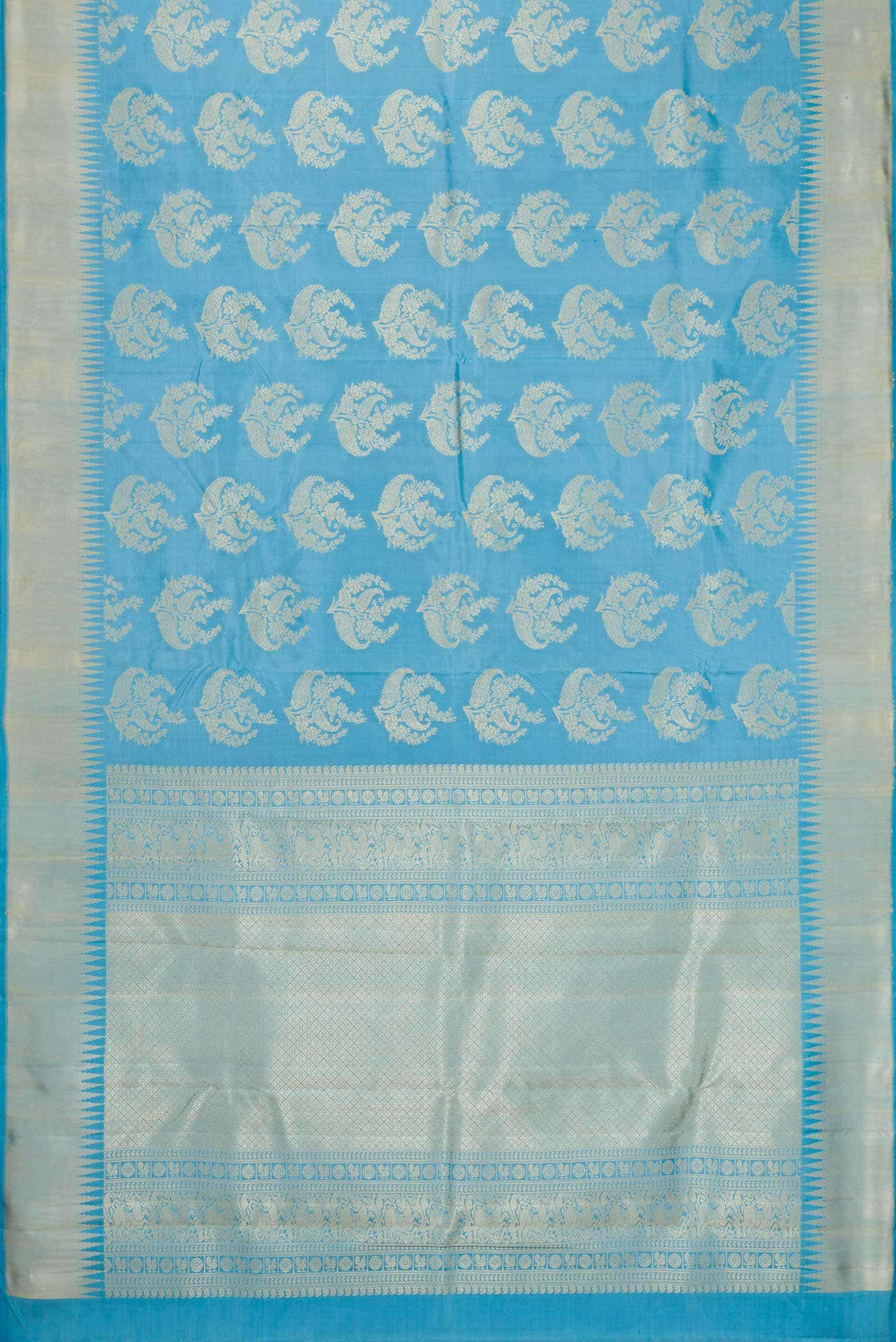 Sky Blue Kanchipuram Silk Saree