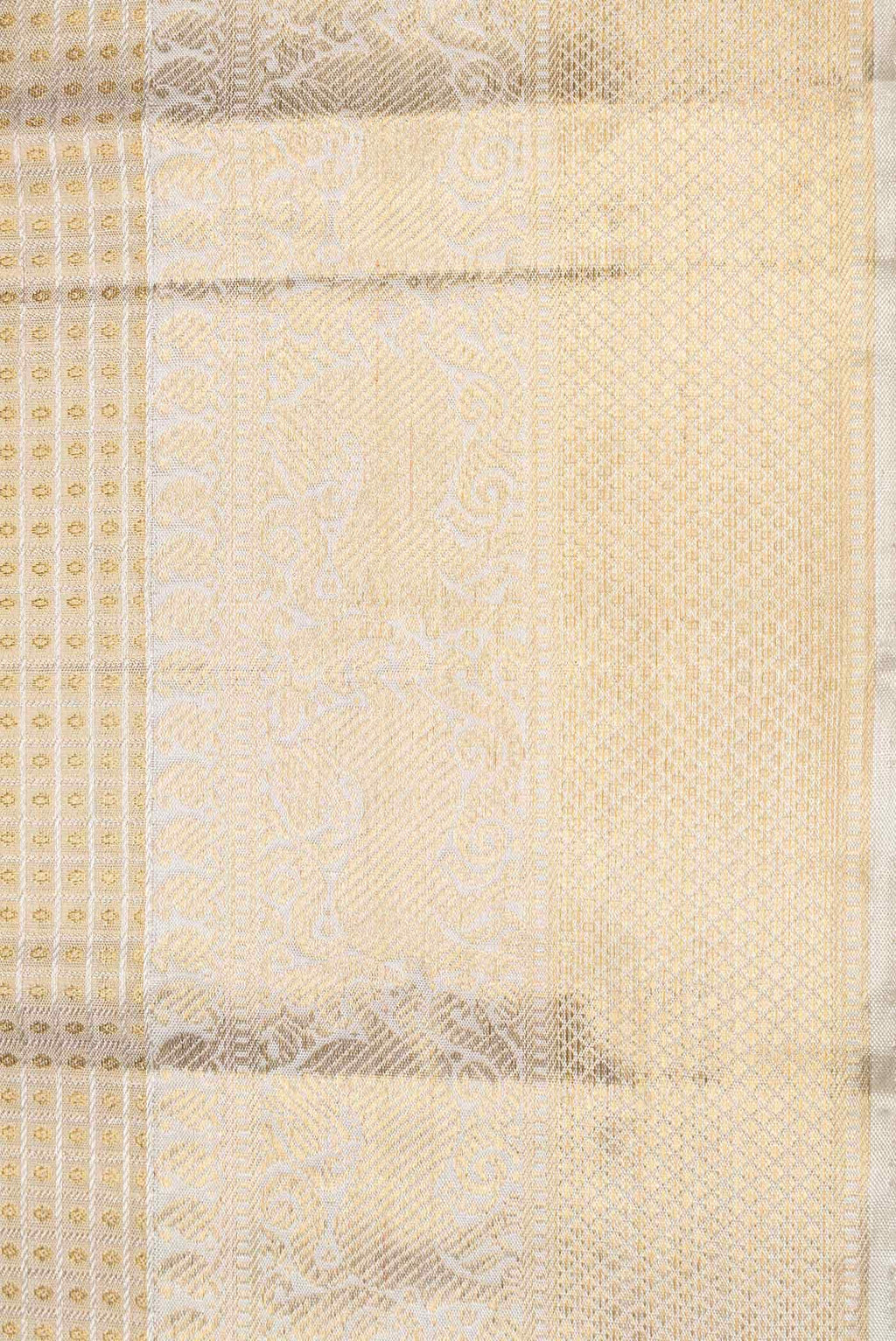 Pure Silk Pure Zari Beige Dual Tone Kanchipuram Tissue Saree