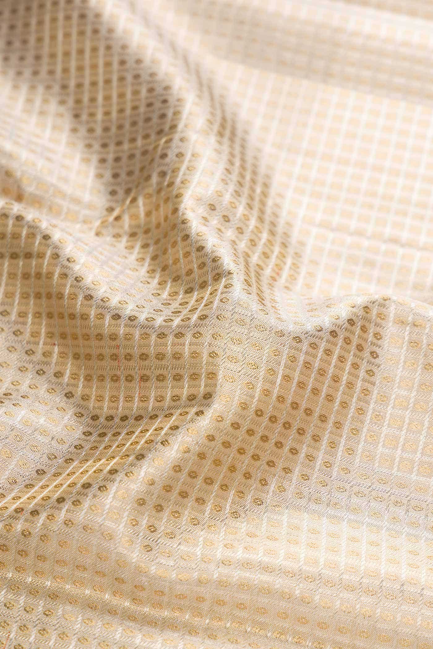 Pure Silk Pure Zari Beige Dual Tone Kanchipuram Tissue Saree