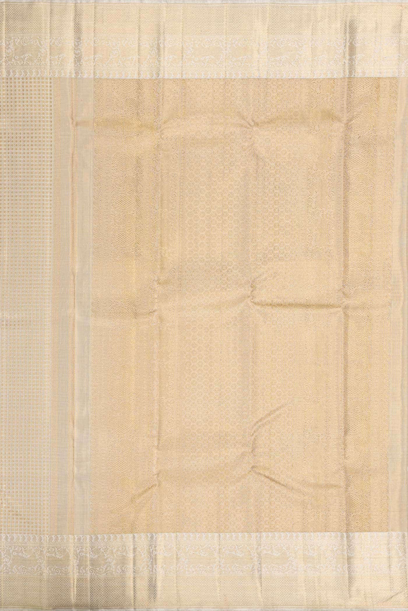 Pure Silk Pure Zari Beige Dual Tone Kanchipuram Tissue Saree