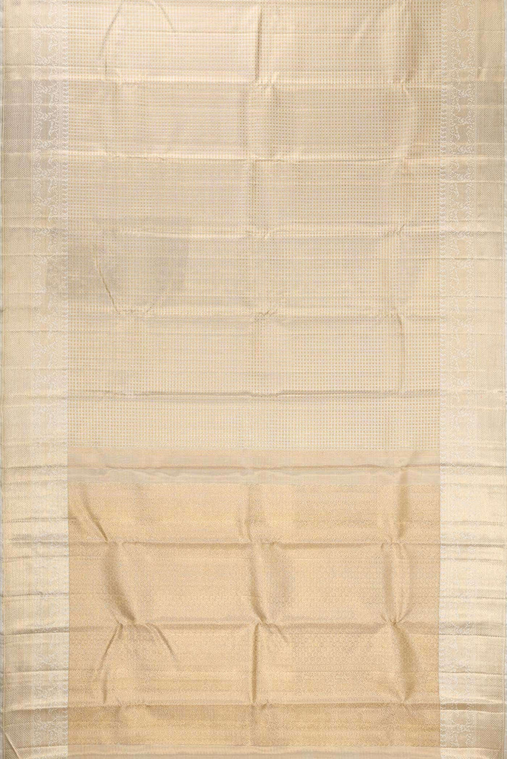 Pure Silk Pure Zari Beige Dual Tone Kanchipuram Tissue Saree