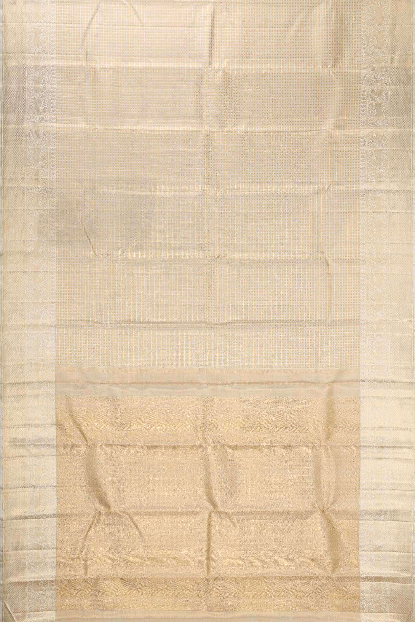 Pure Silk Pure Zari Beige Dual Tone Kanchipuram Tissue Saree