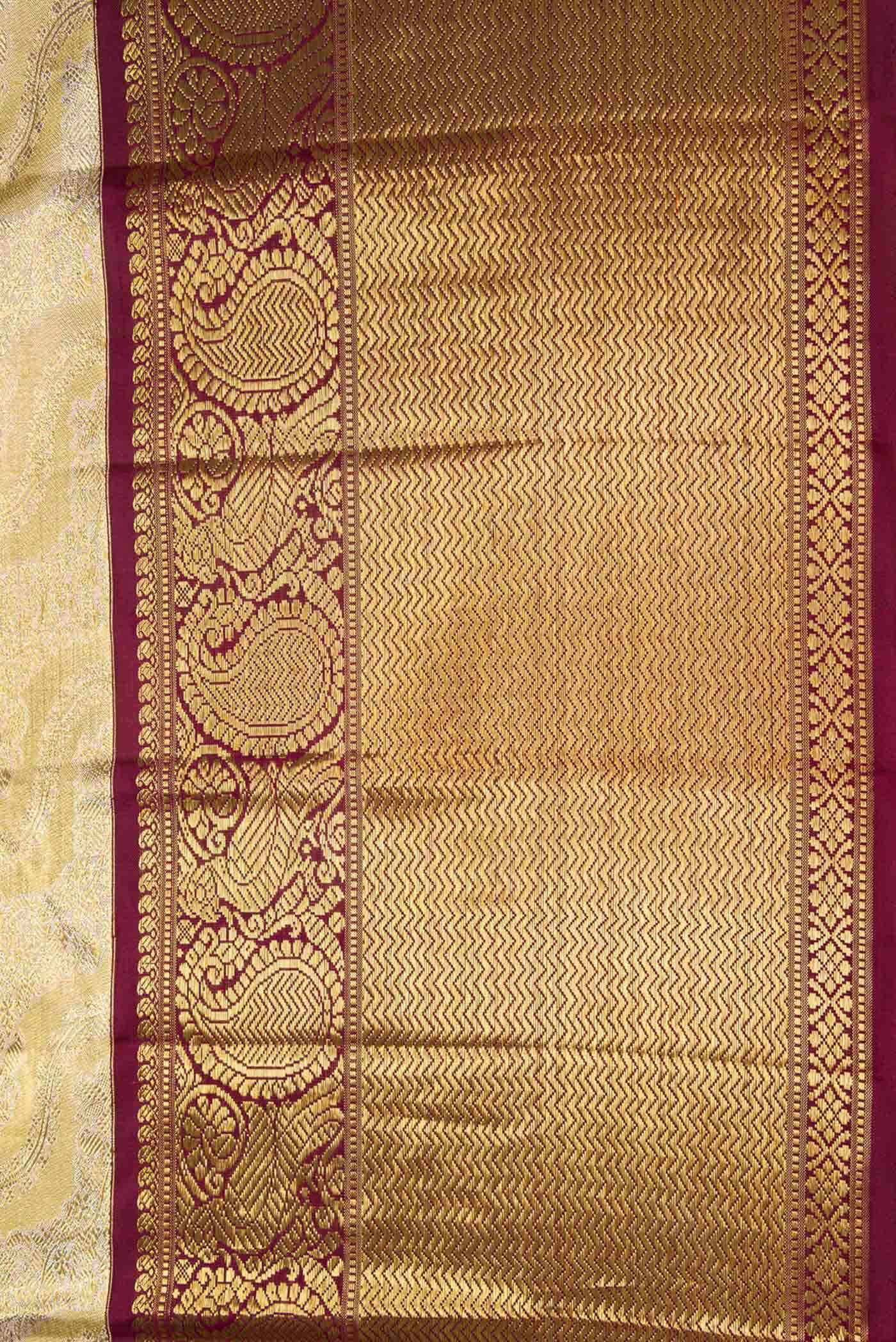 Pure Silk Pure Zari Gold Dual Tone Kanchipuram Tissue Saree