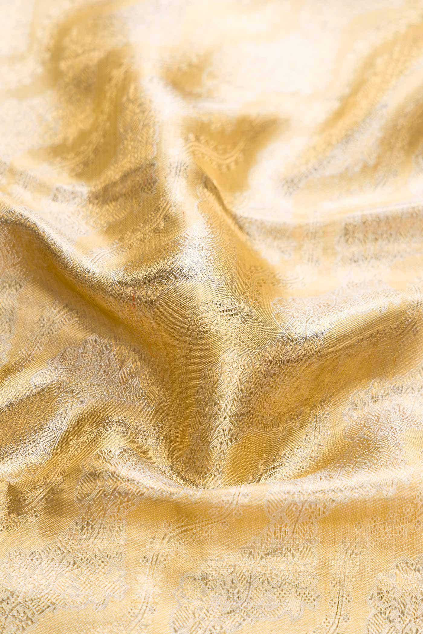 Pure Silk Pure Zari Gold Dual Tone Kanchipuram Tissue Saree