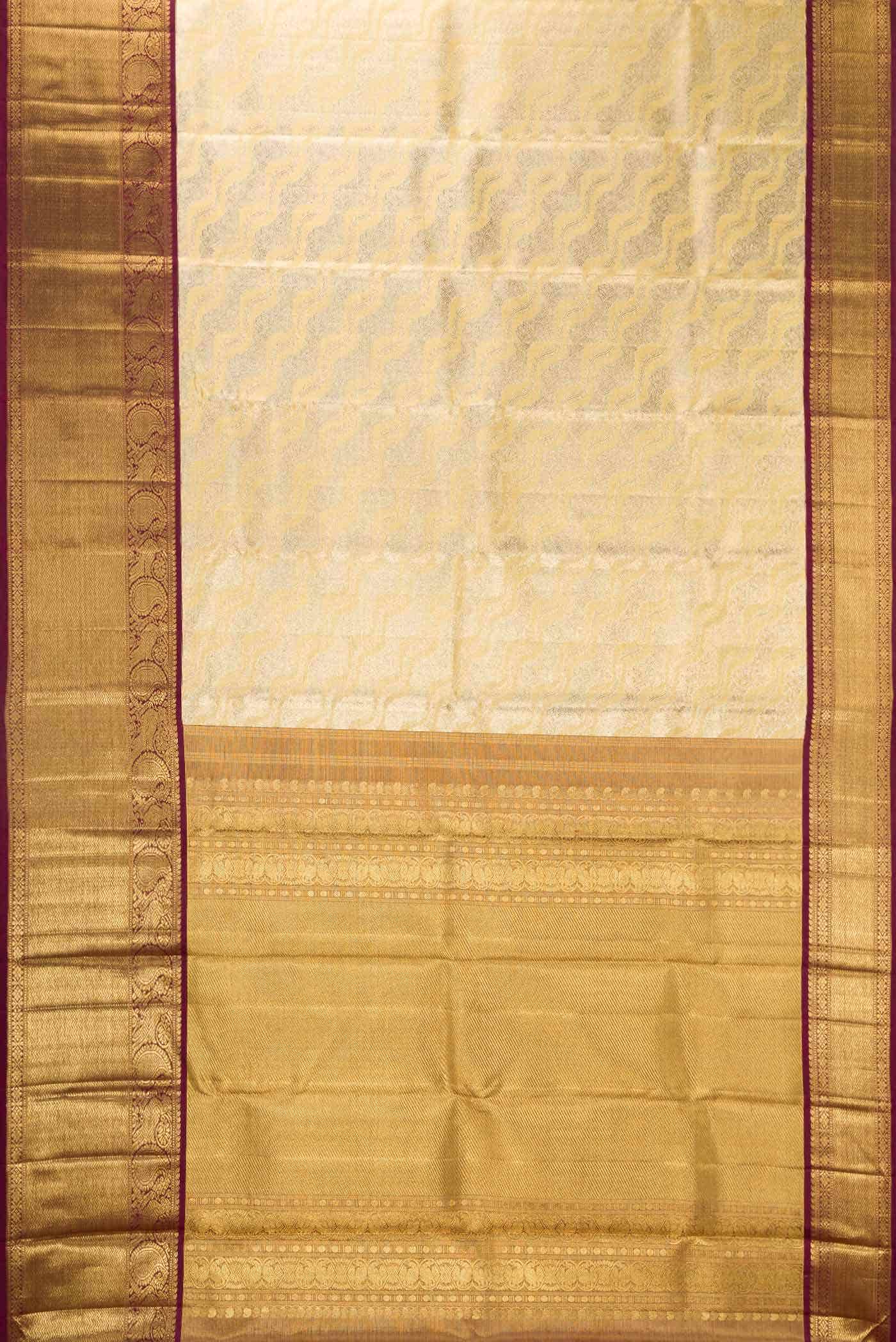 Pure Silk Pure Zari Gold Dual Tone Kanchipuram Tissue Saree