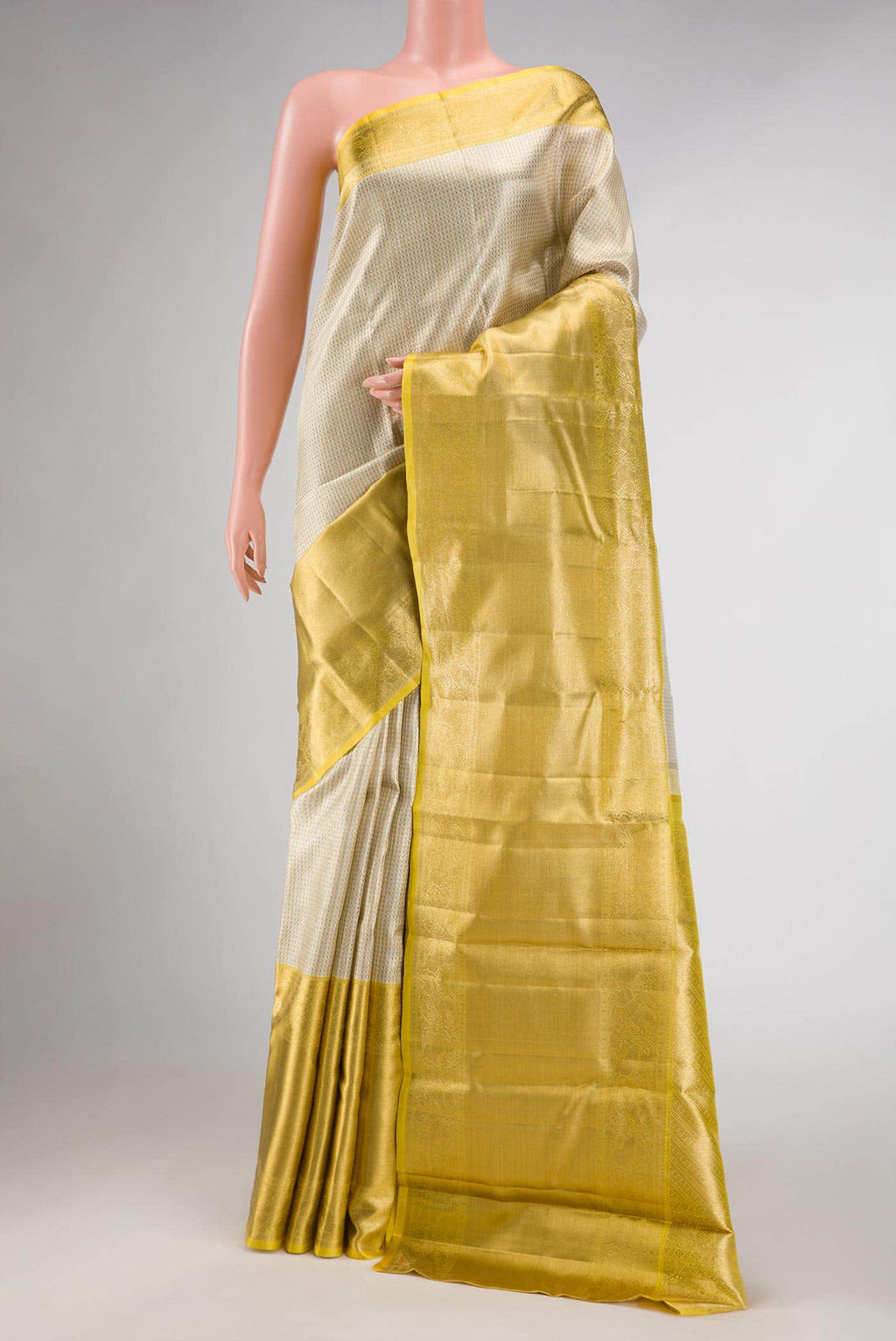 Pure Silk Pure Zari Dark Beige Dual Tone Kanchipuram Tissue Saree