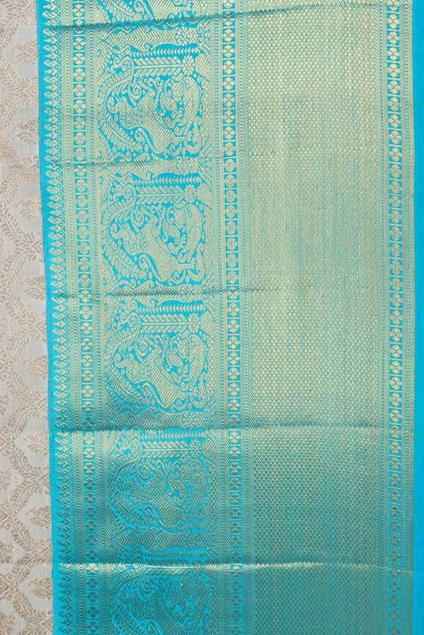 Pure Silk Pure Zari Grey Kanchipuram Saree