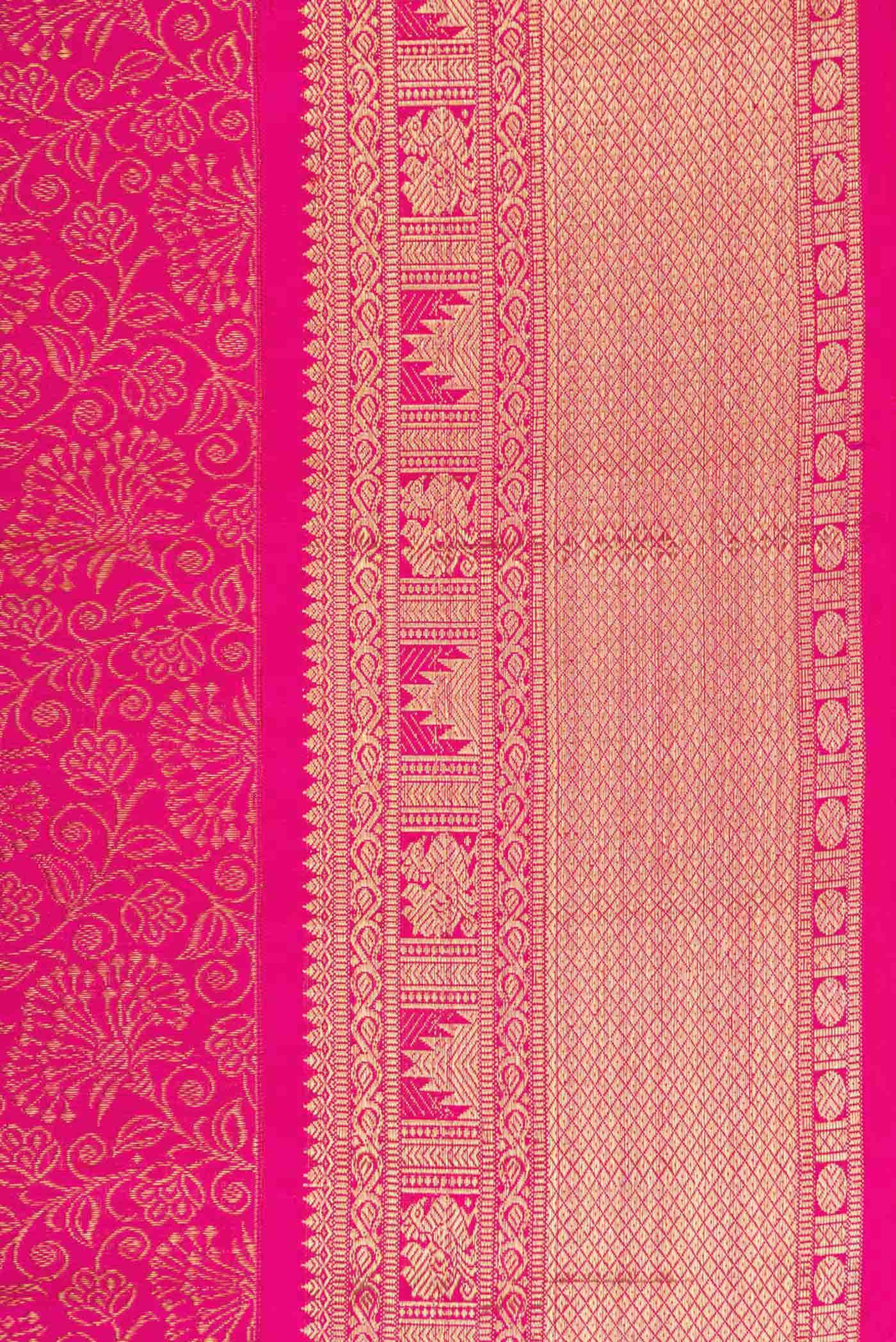 Pure Silk Pure Zari Pink Dual Tone Kanchipuram Saree