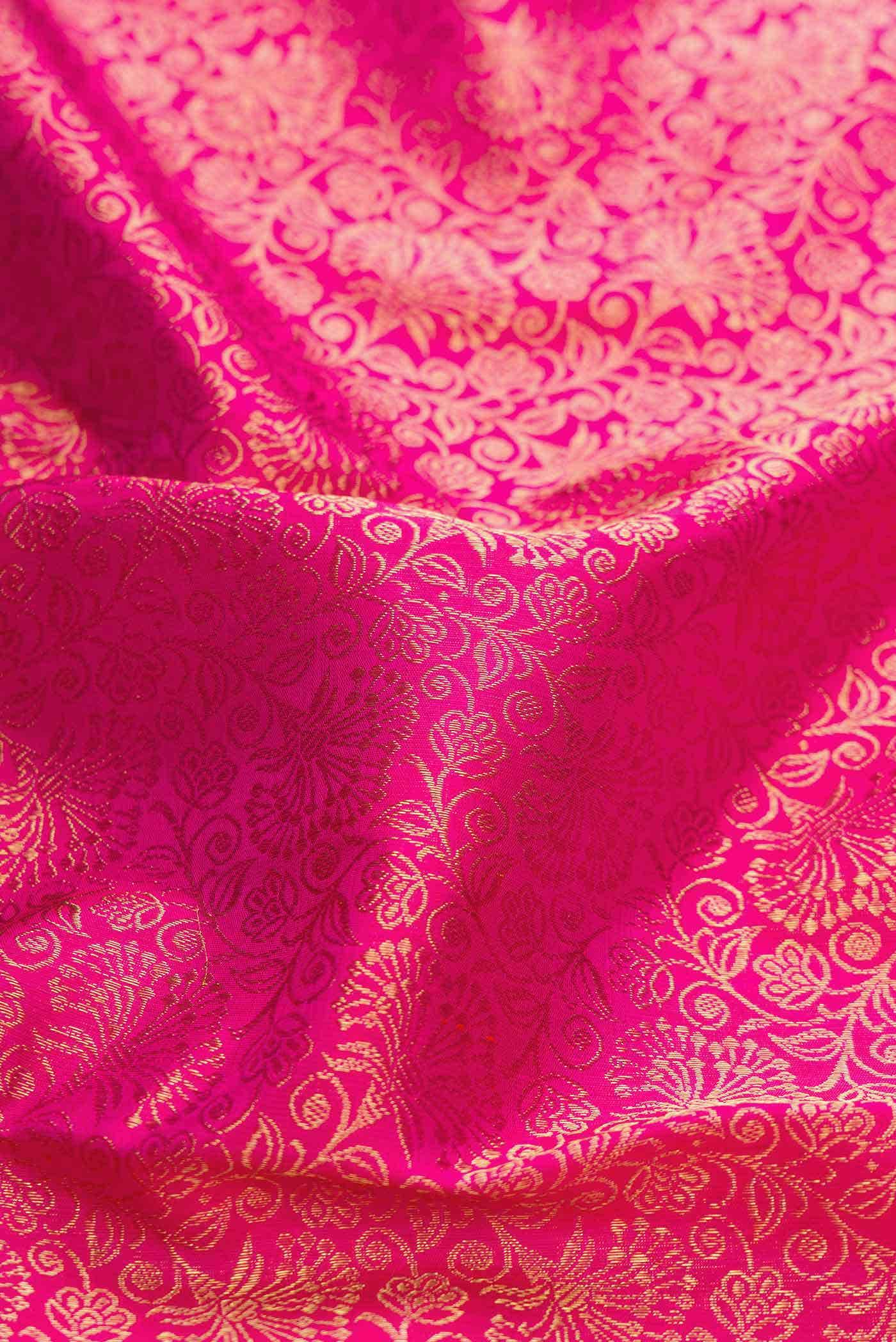 Pure Silk Pure Zari Pink Dual Tone Kanchipuram Saree