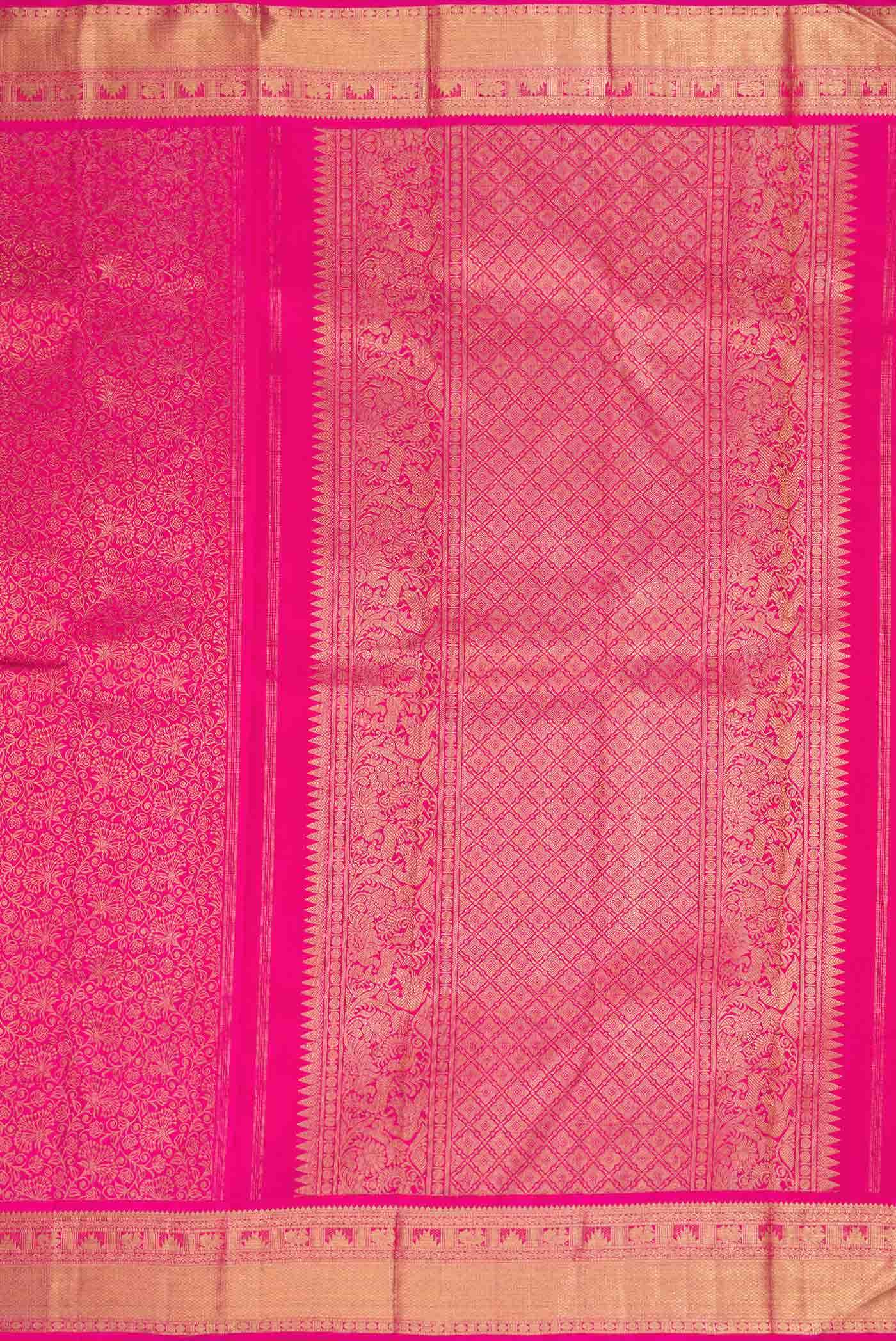 Pure Silk Pure Zari Pink Dual Tone Kanchipuram Saree