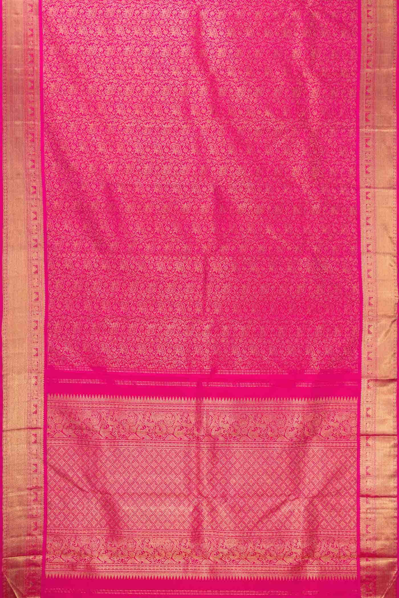 Pure Silk Pure Zari Pink Dual Tone Kanchipuram Saree